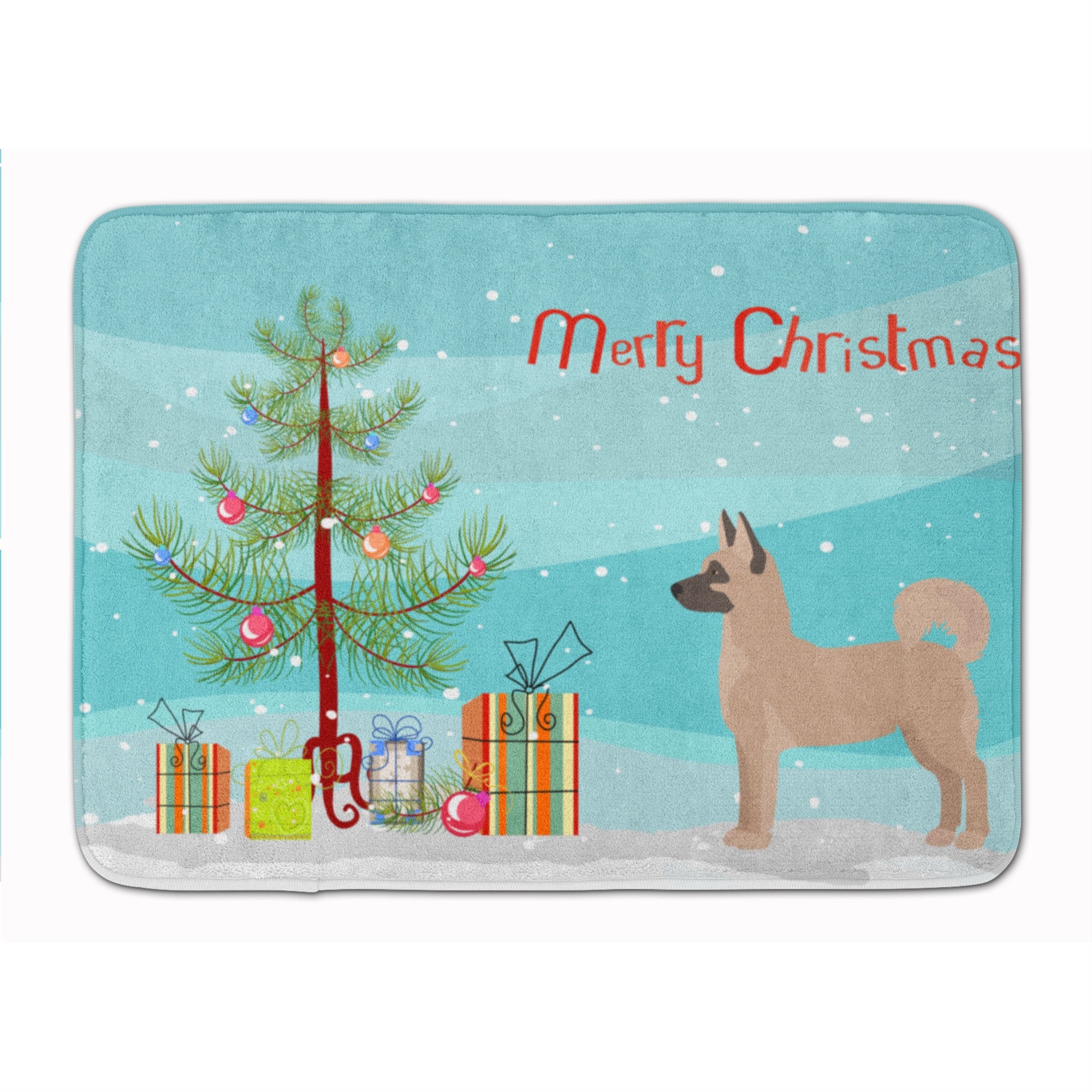 Caroline'S Treasures Akita Shepherd Christmas Tree Machine Washable Memory Foam Mat Doormats, Multicolor