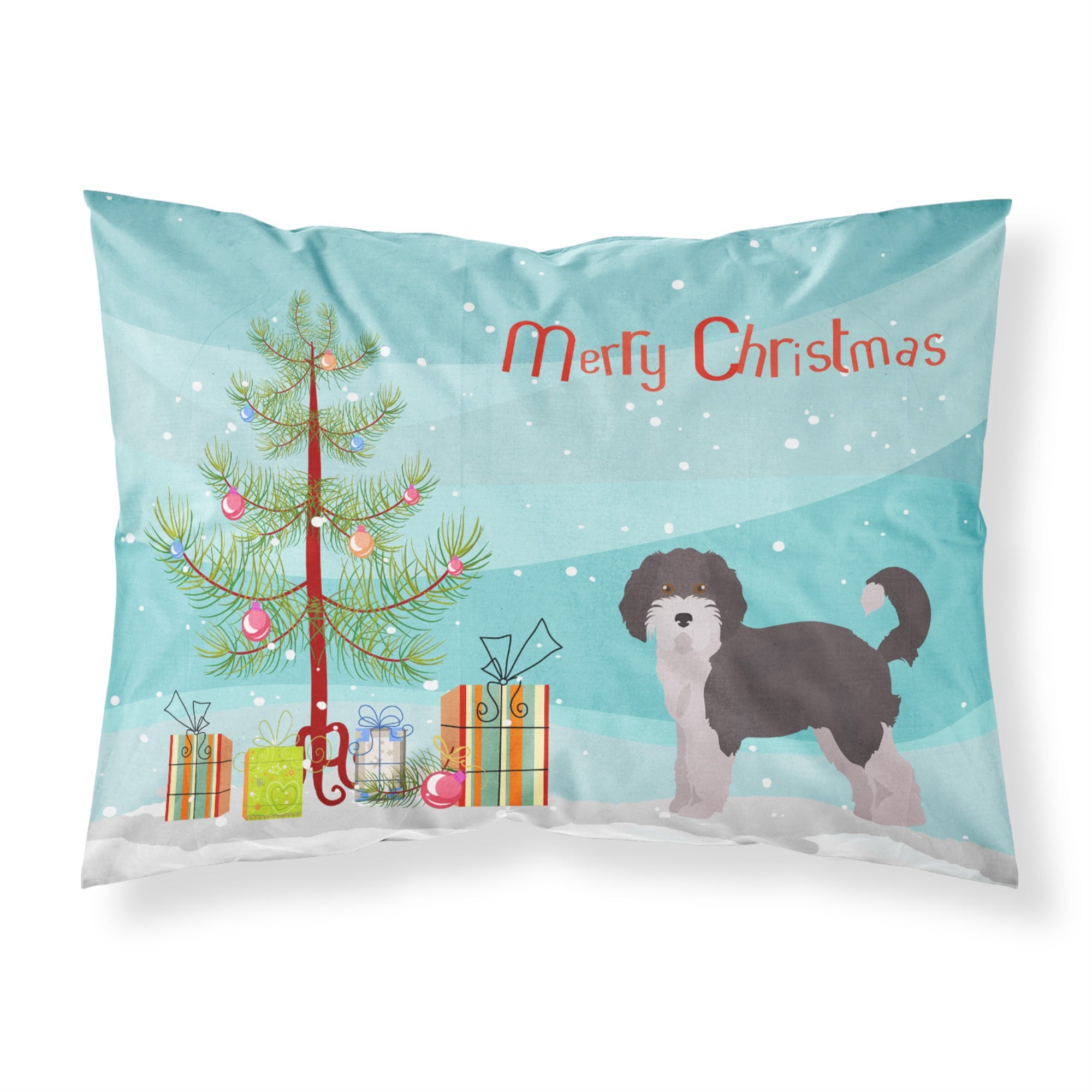 Caroline'S Treasures Aussiedoodle #1 Christmas Tree Fabric Standard Pillowcases, Multicolor