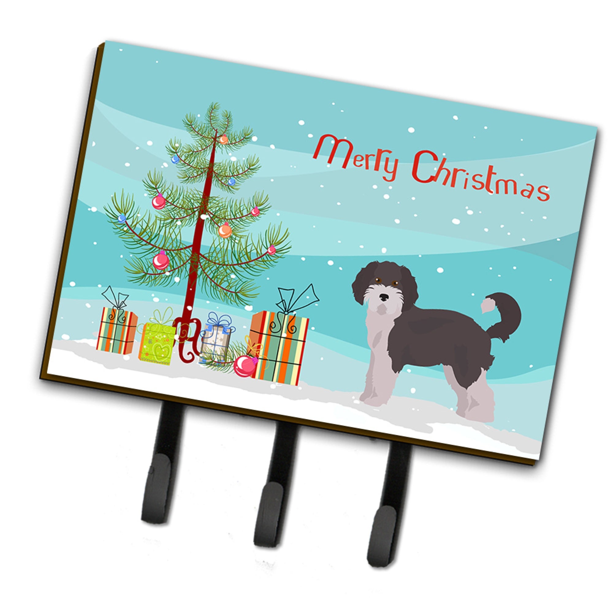 Caroline'S Treasures Aussiedoodle #1 Christmas Tree Leash Or Key Holder Hooks, Multicolor
