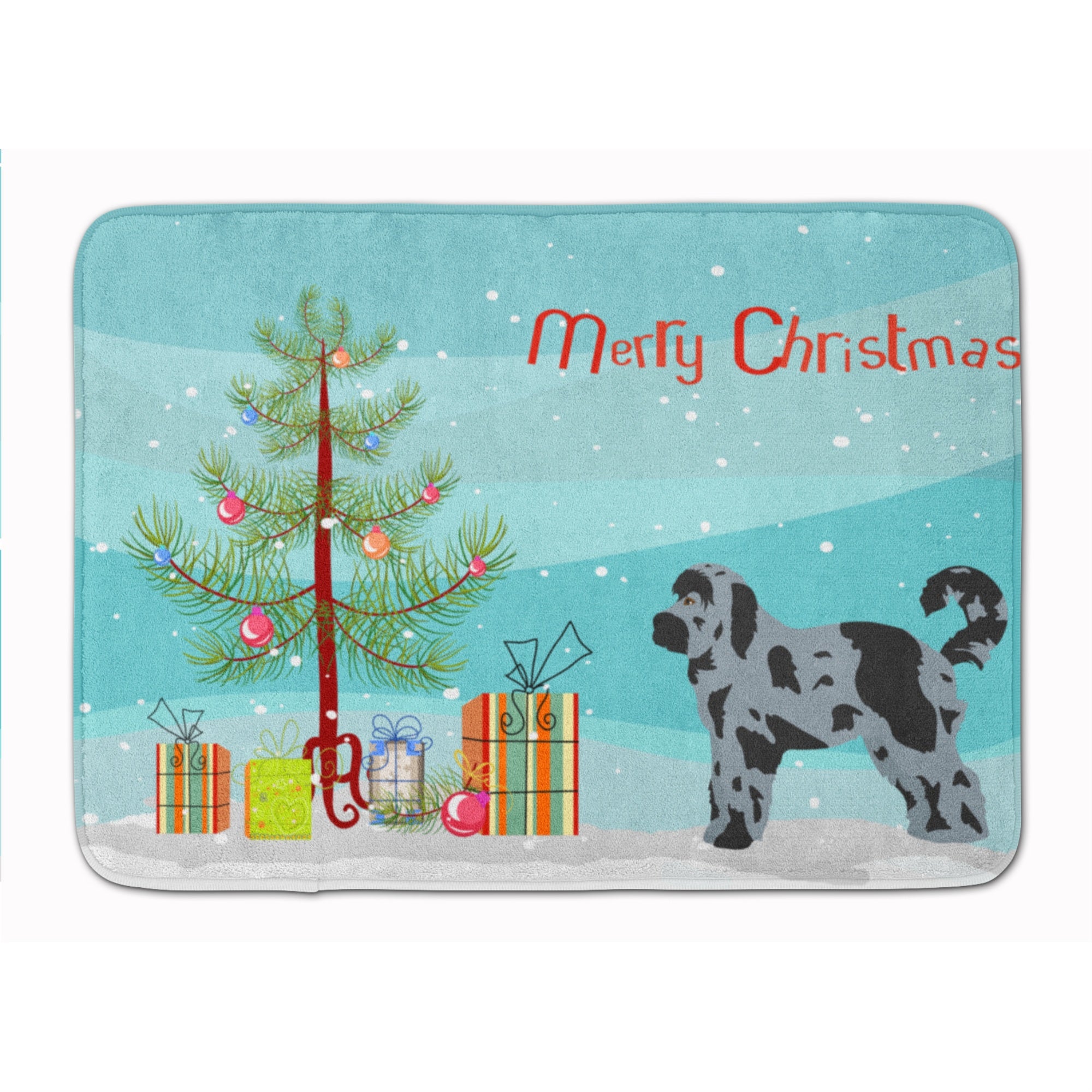 Caroline'S Treasures Aussiedoodle #2 Christmas Tree Machine Washable Memory Foam Mat Doormats, Multicolor