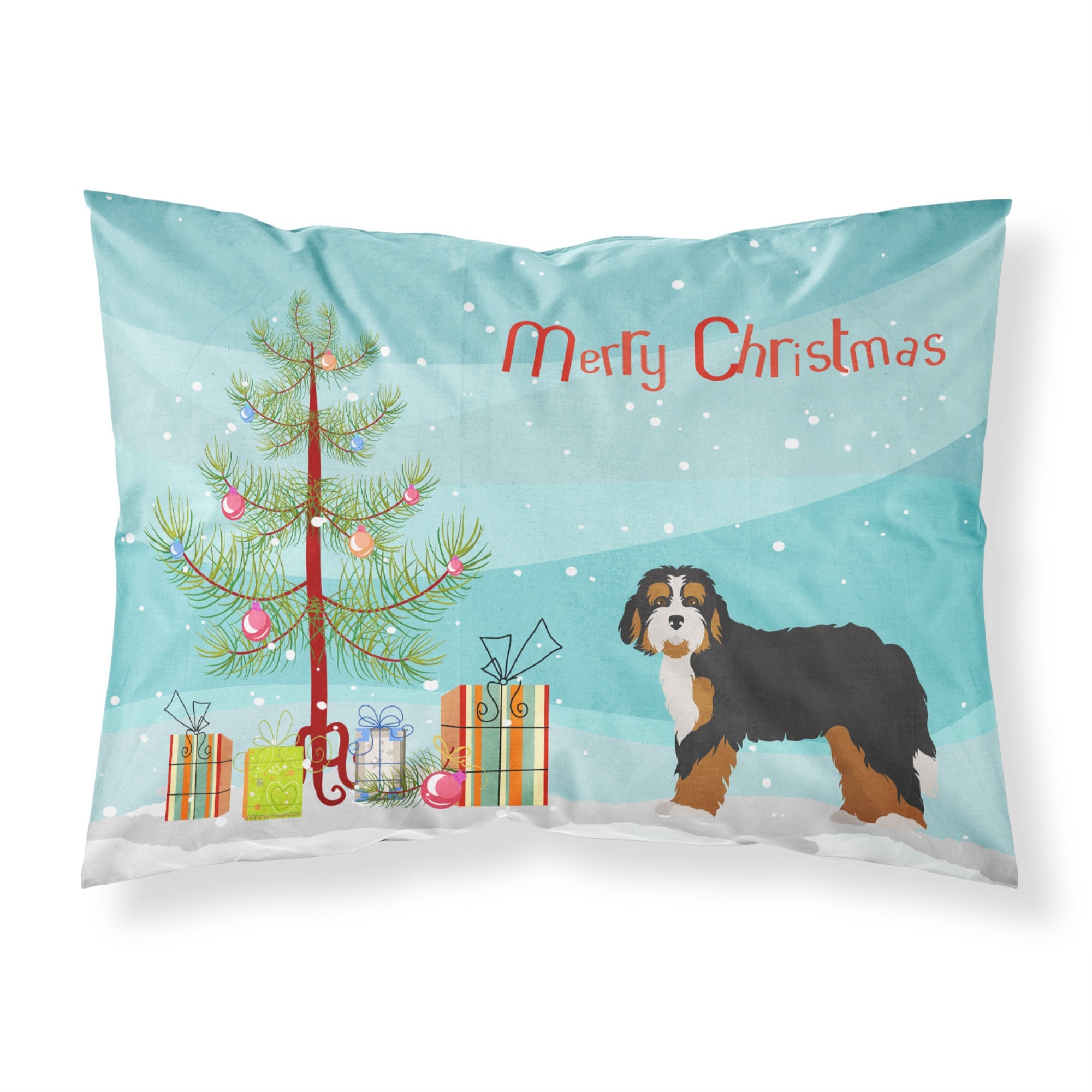 Caroline'S Treasures Bernedoodle Christmas Tree Fabric Standard Pillowcases, Multicolor