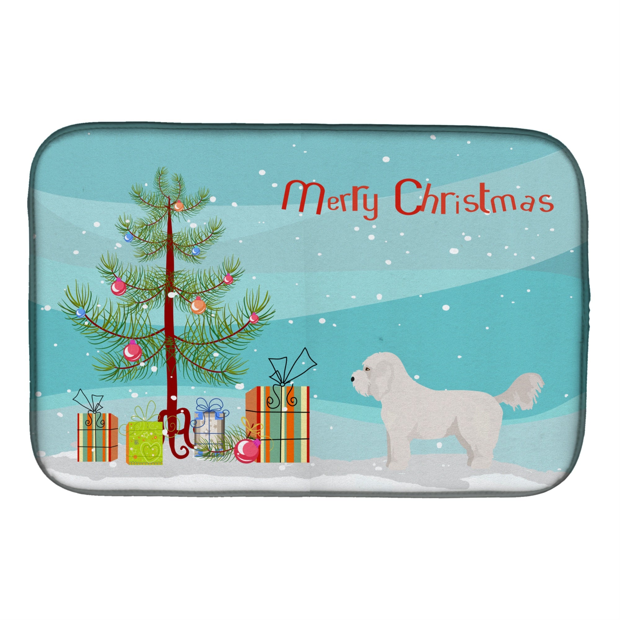 Caroline'S Treasures Ck3805Ddm Bichpoo White Christmas Tree Dish-Drying-Mats, 14 X 21, Multicolor