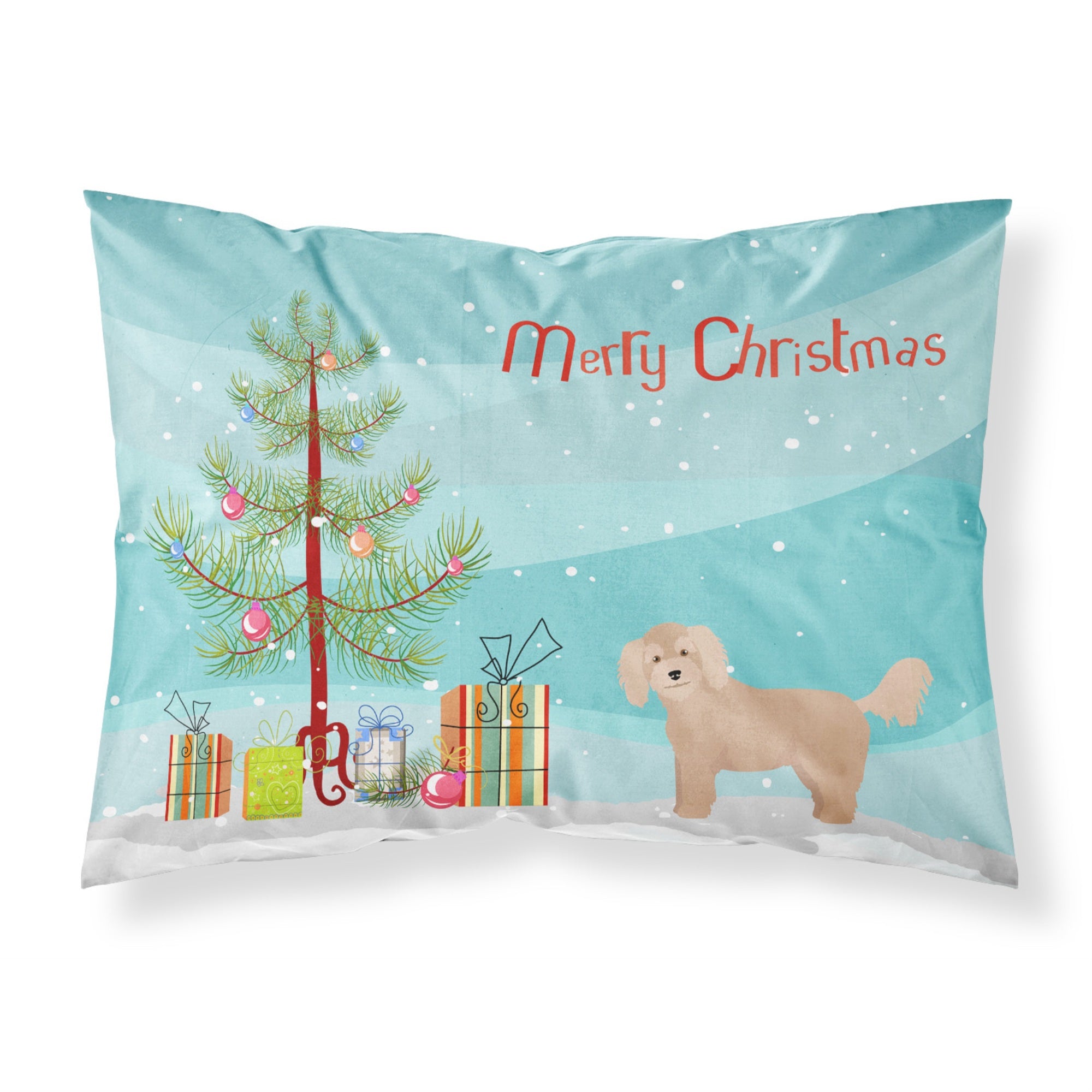 Caroline'S Treasures Bichpoo Christmas Tree Fabric Standard Pillowcases, Multicolor