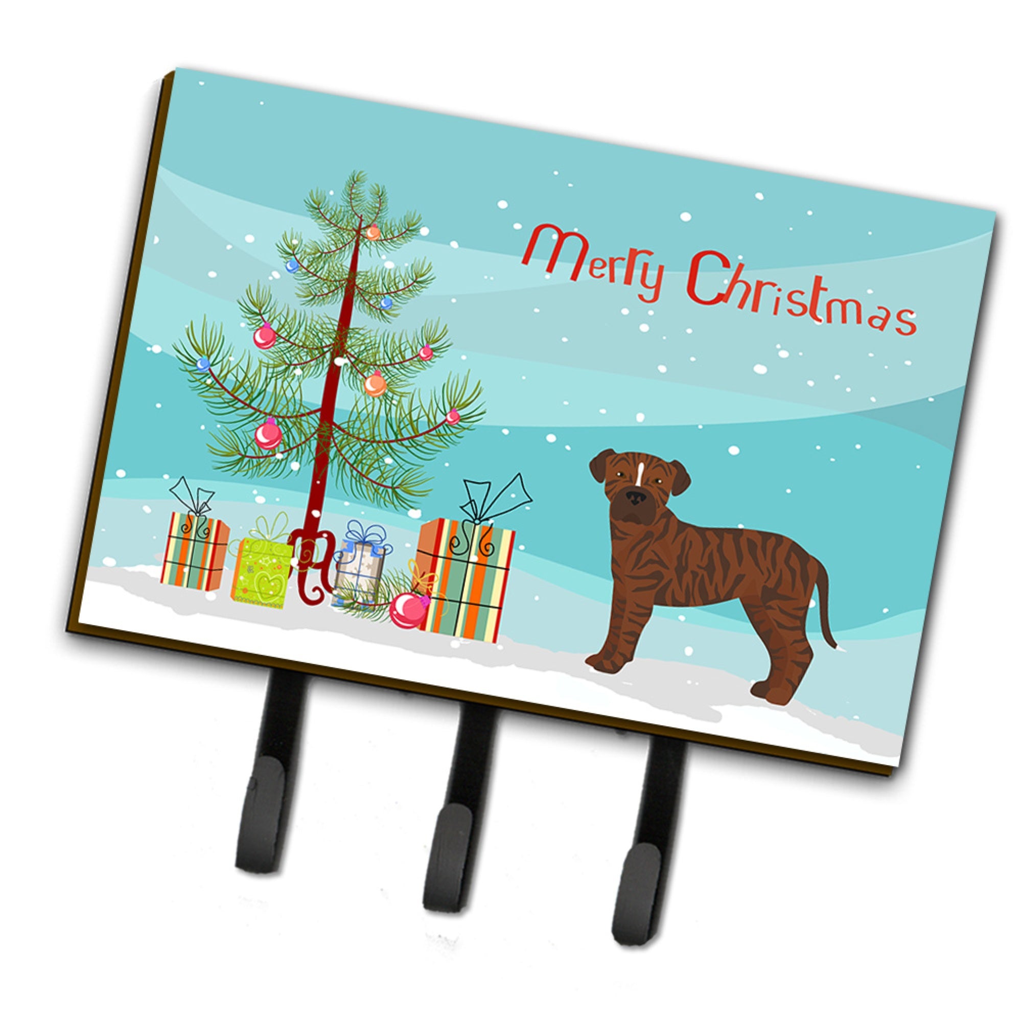 Caroline'S Treasures Bullboxer Christmas Tree Leash Or Key Holder Hooks, Multicolor