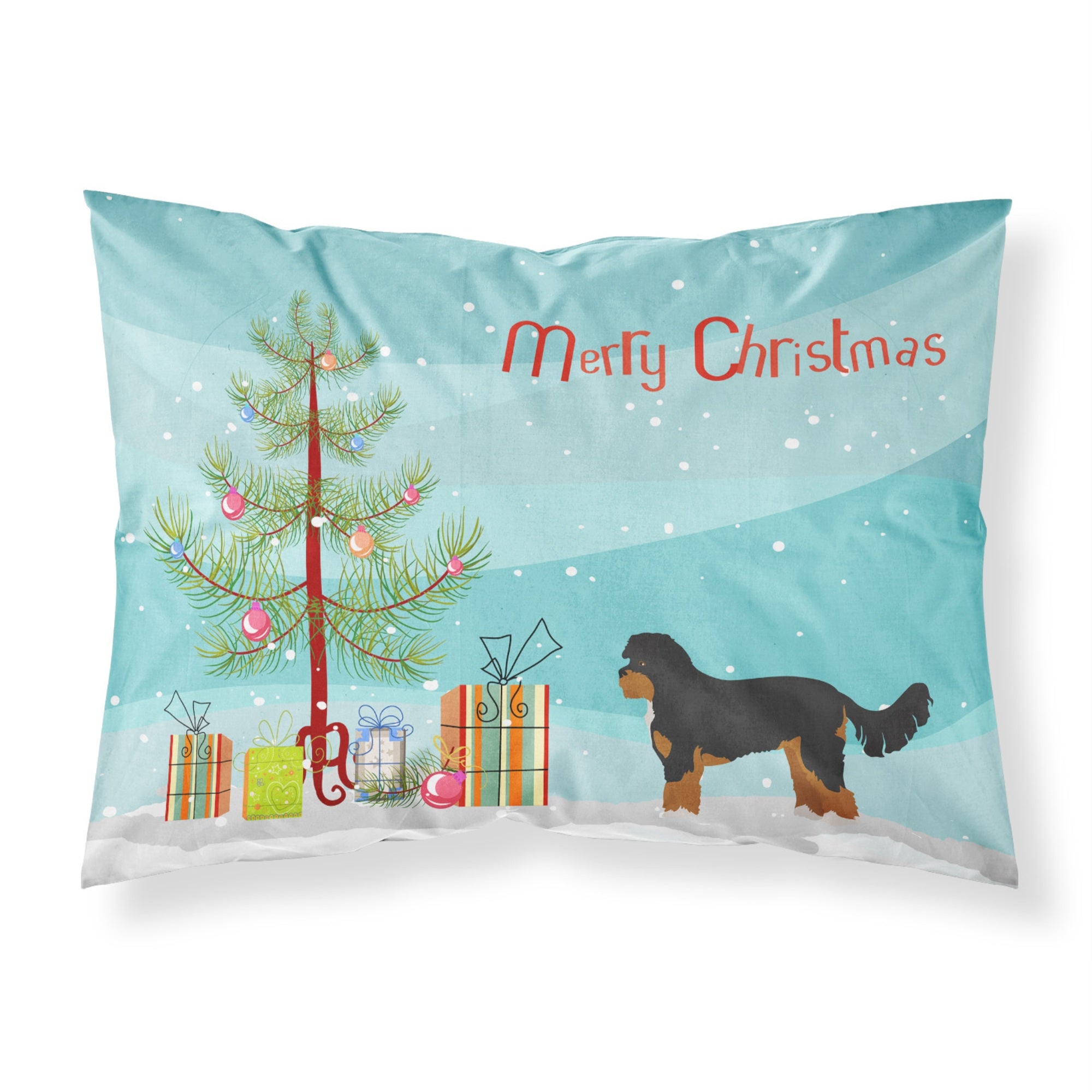 Caroline'S Treasures Black And Tan Cavapoo Christmas Tree Fabric Standard Pillowcases, Multicolor