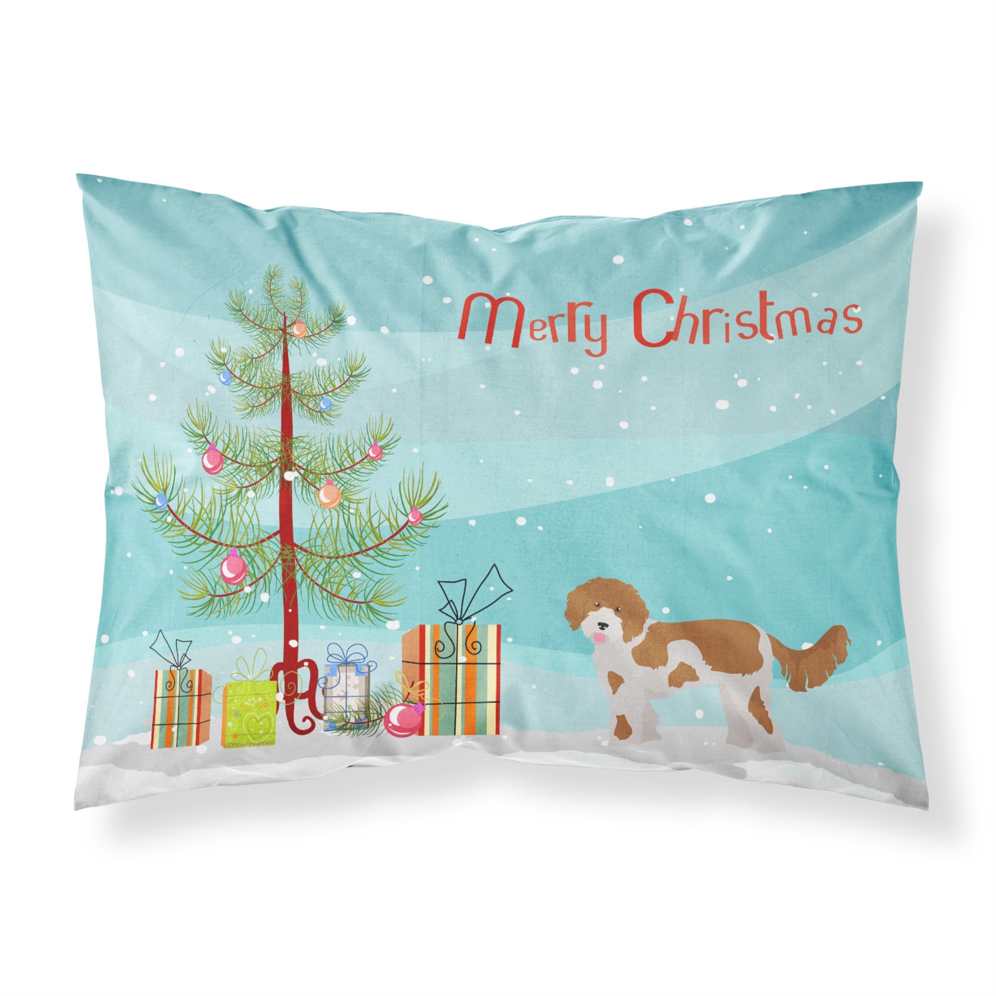 Caroline'S Treasures Cavapoo Christmas Tree Fabric Standard Pillowcases, Multicolor