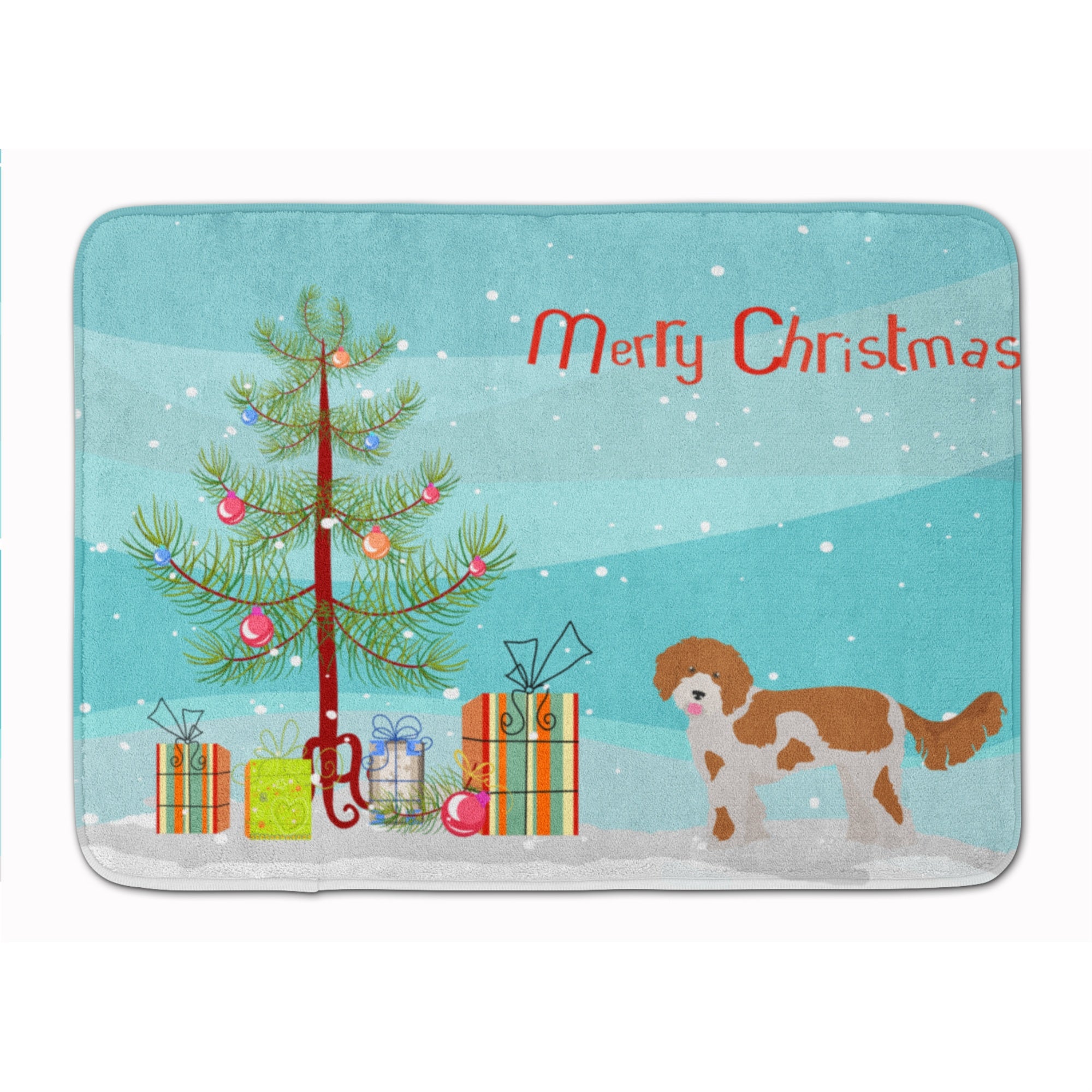 Caroline'S Treasures Cavapoo Christmas Tree Machine Washable Memory Foam Mat Doormats, Multicolor
