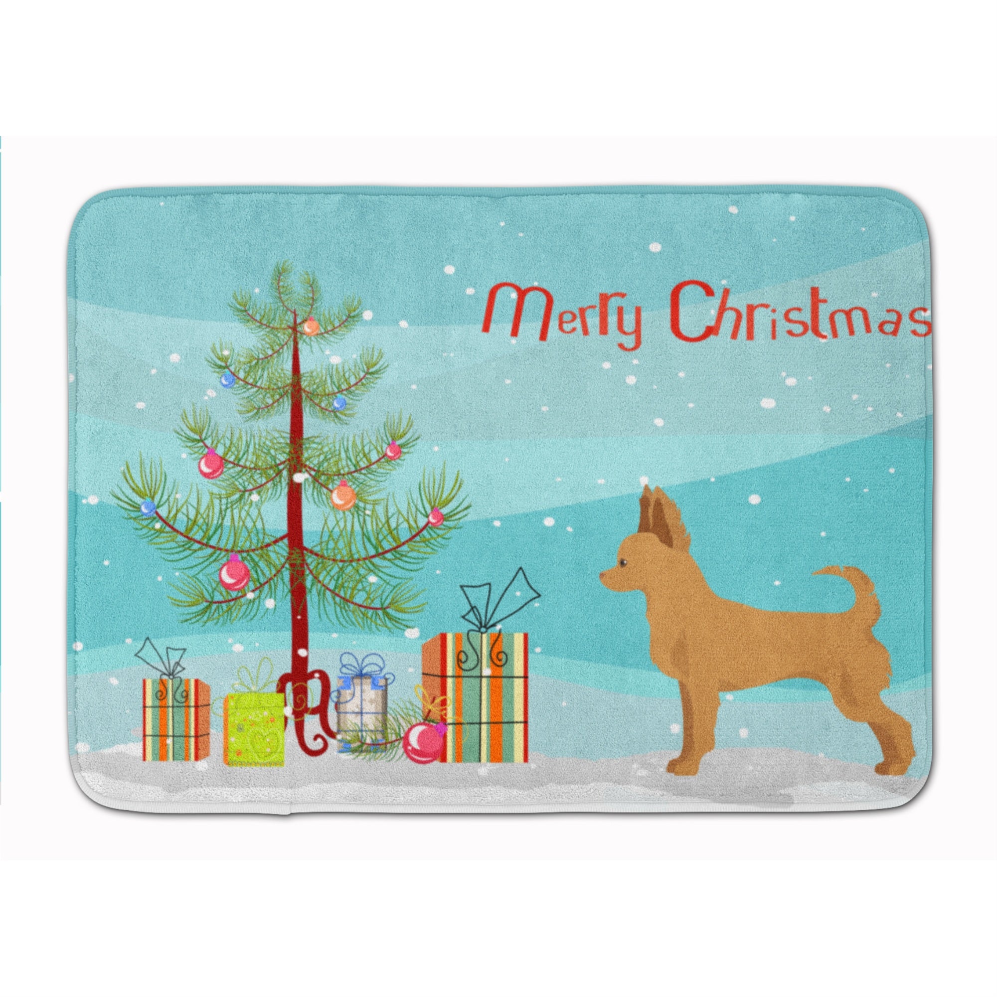 Caroline'S Treasures Tan Chion Christmas Tree Machine Washable Memory Foam Mat Doormats, Multicolor