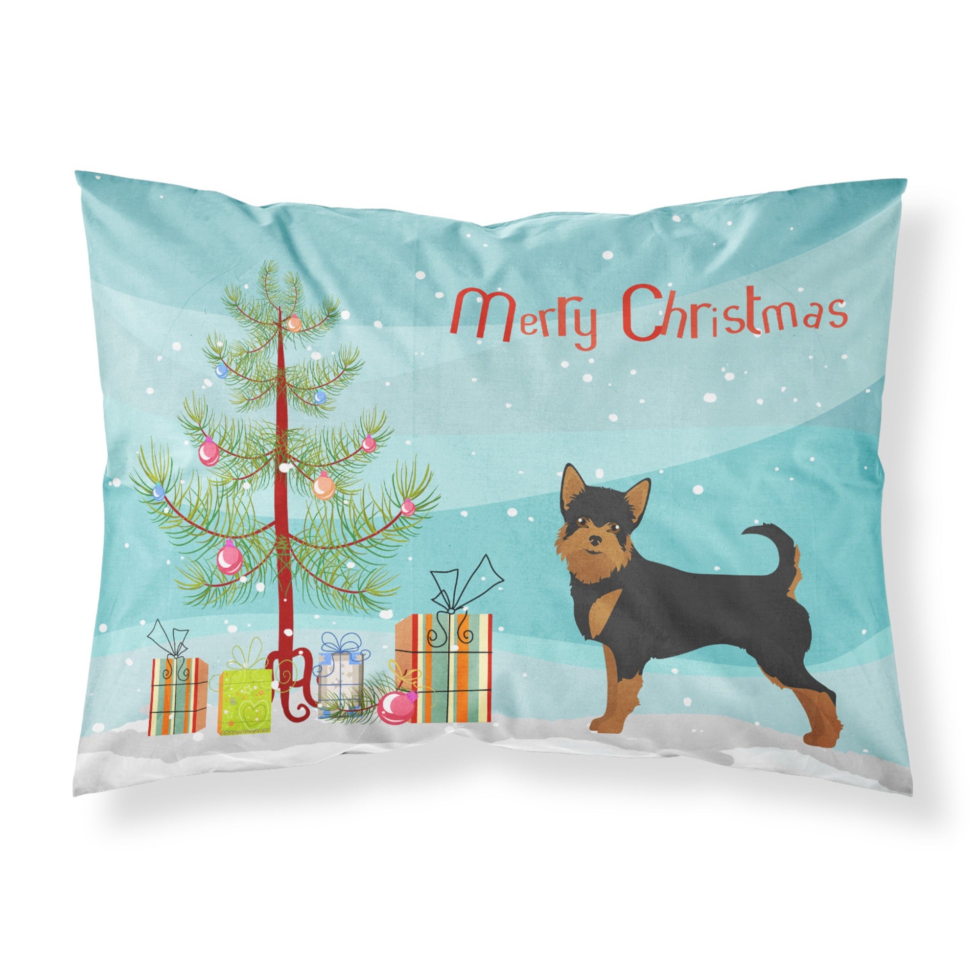 Caroline'S Treasures Black And Tan Chorkie Christmas Tree Fabric Standard Pillowcases, Multicolor
