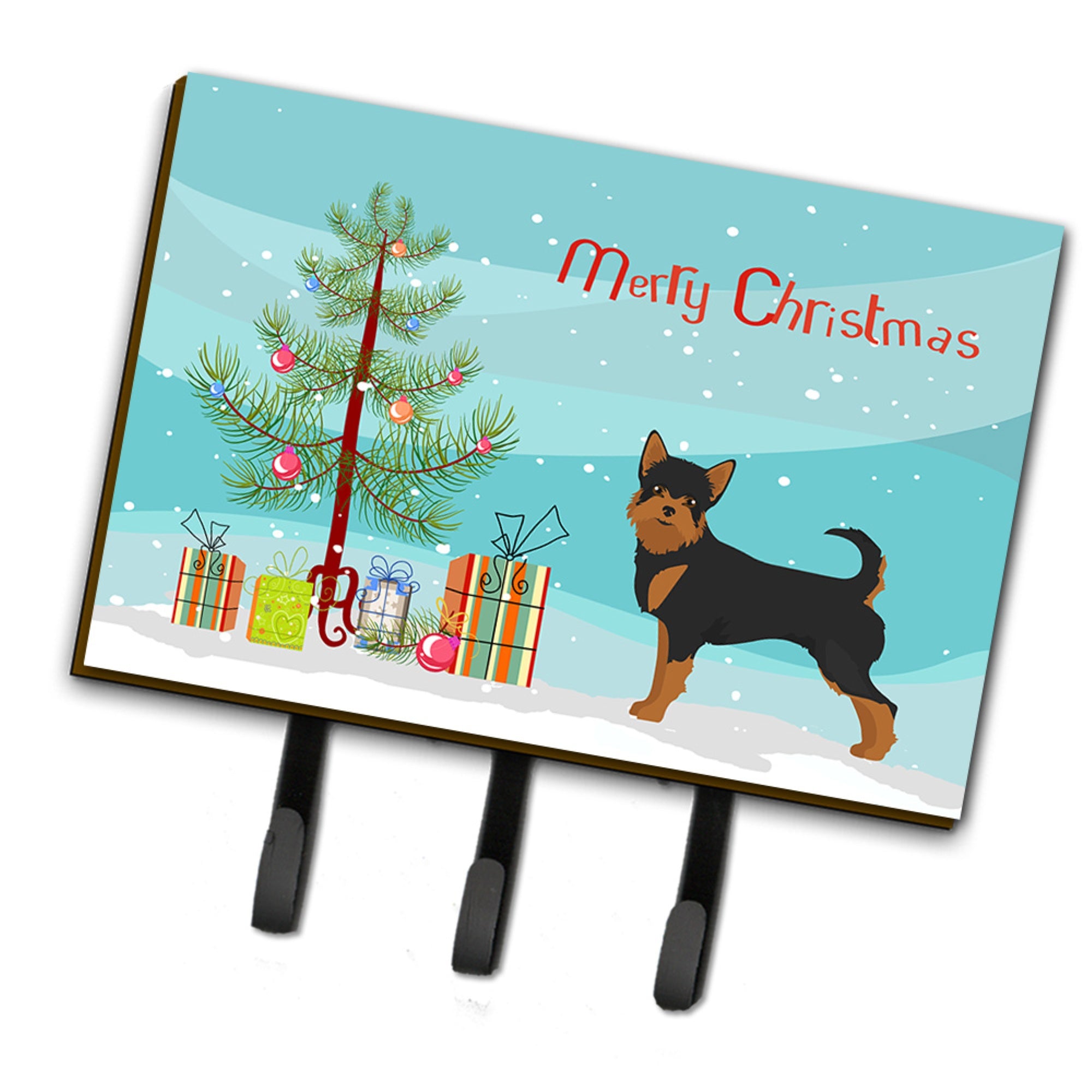 Caroline'S Treasures Black And Tan Chorkie Christmas Tree Leash Or Key Holder Hooks, Multicolor