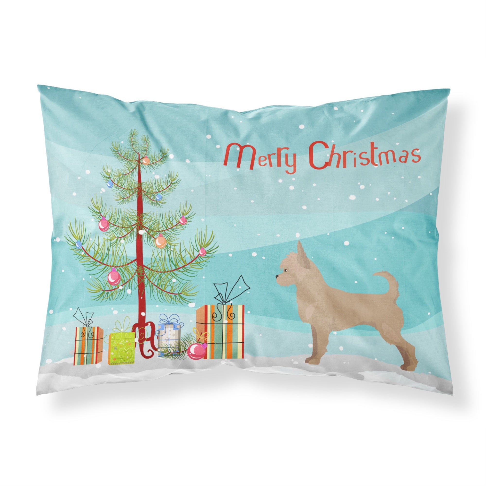 Caroline'S Treasures Tan Chorkie Christmas Tree Fabric Standard Pillowcases, Multicolor