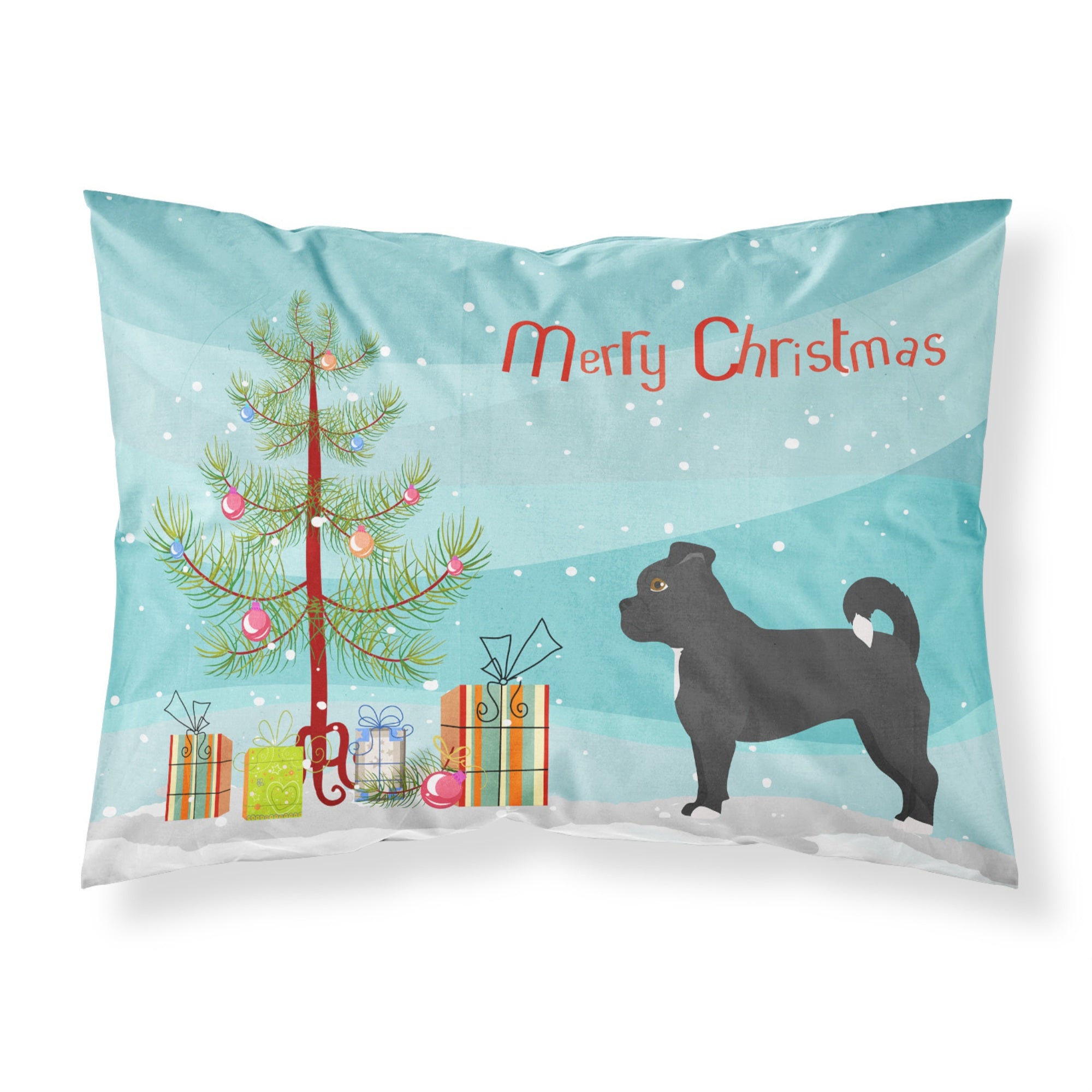 Caroline'S Treasures Black Chug Christmas Tree Fabric Standard Pillowcases, Multicolor