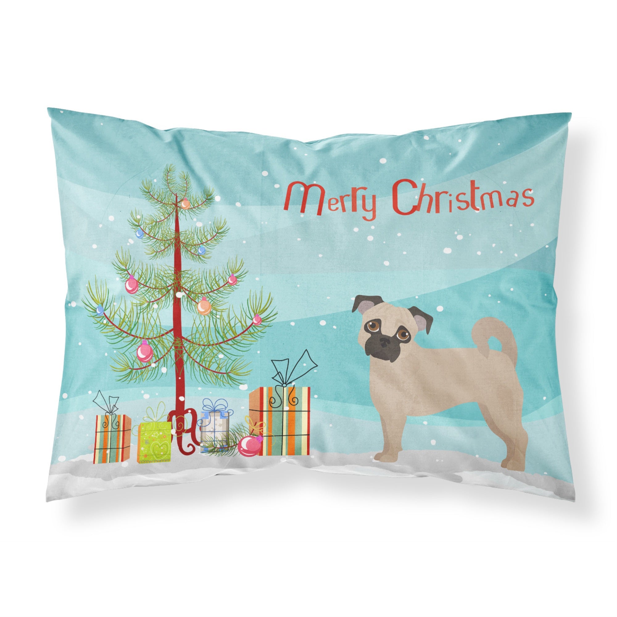 Caroline'S Treasures Fawn Chug Christmas Tree Fabric Standard Pillowcases, Multicolor