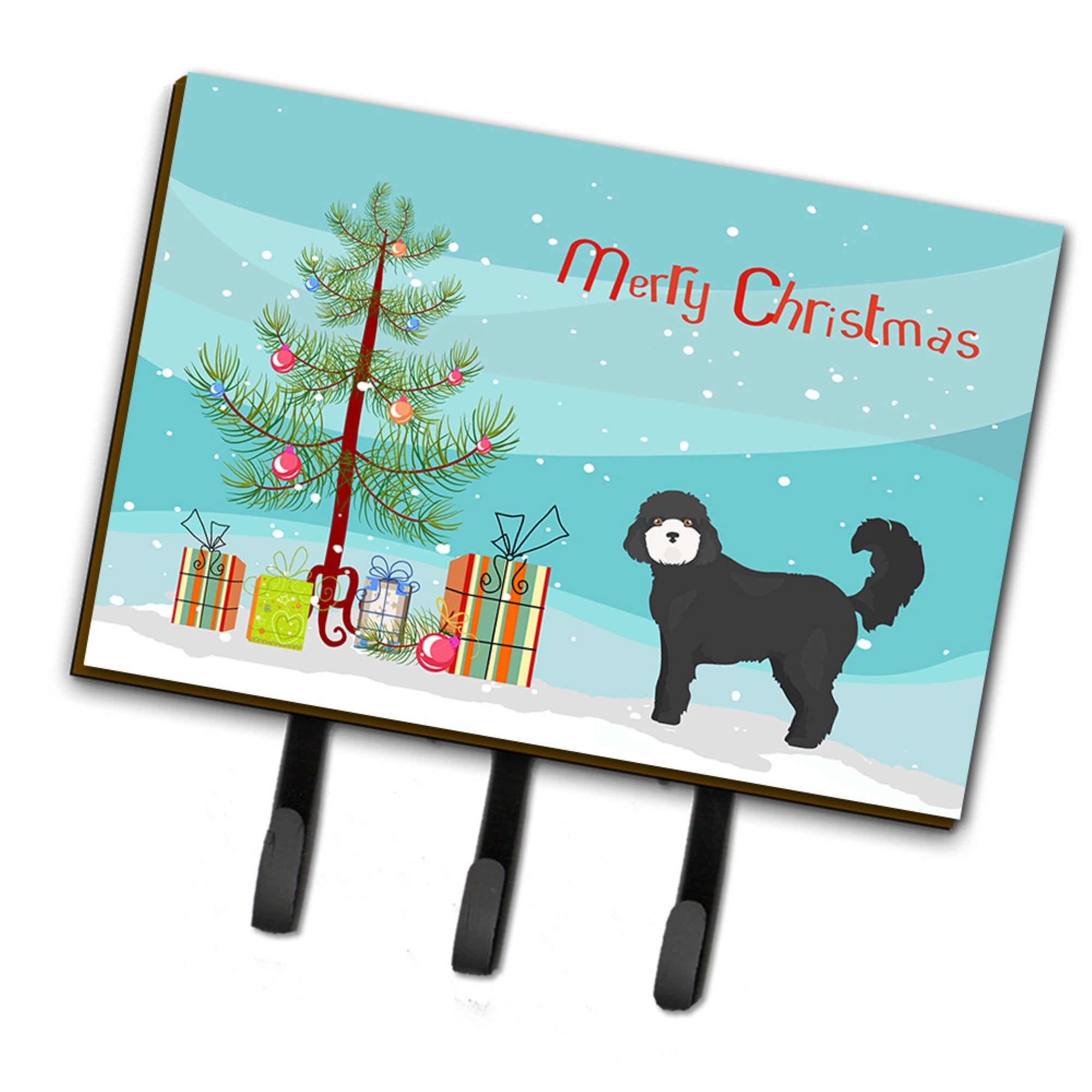 Caroline'S Treasures Black Cockapoo Christmas Tree Leash Or Key Holder Hooks, Multicolor