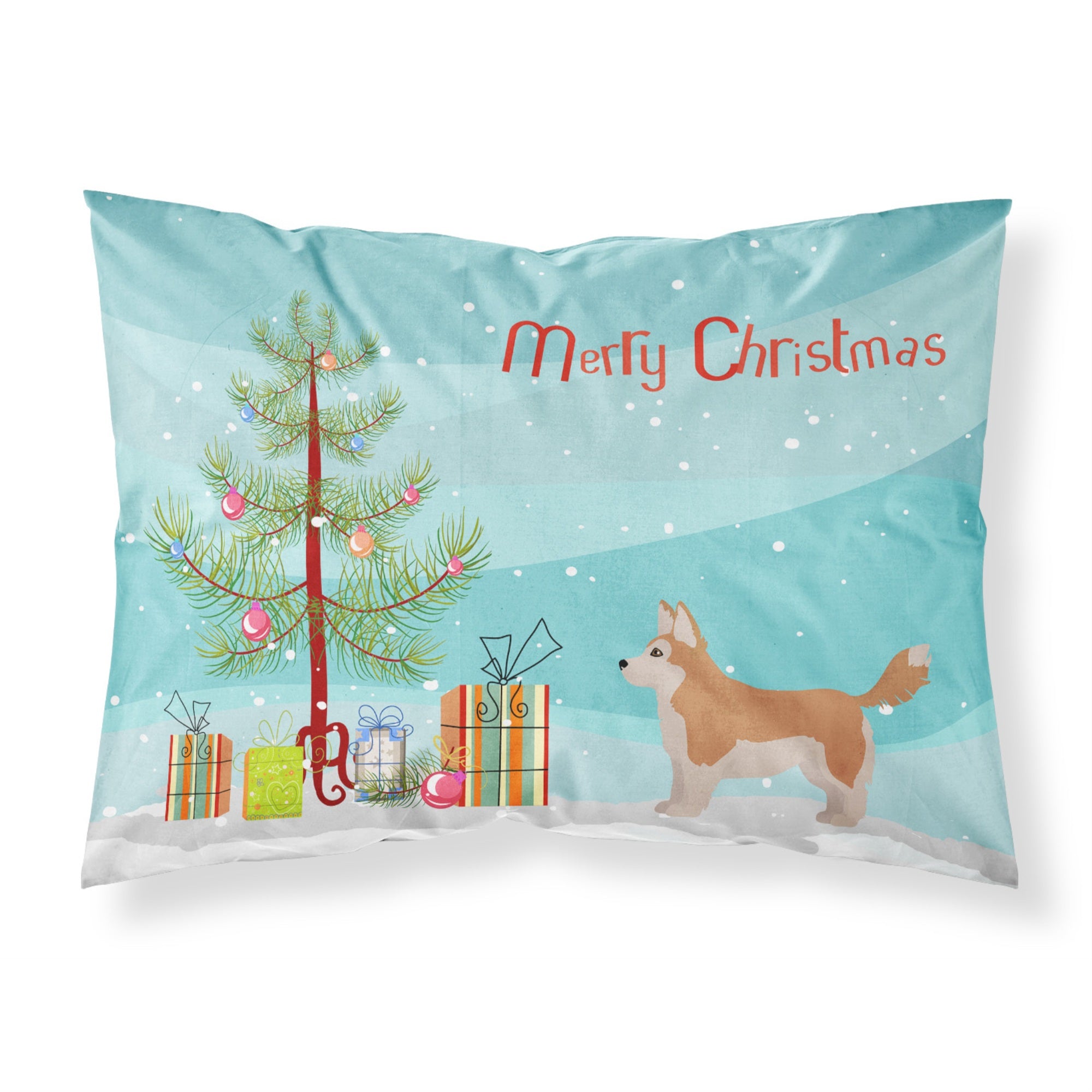Caroline'S Treasures Corgi Husky Mix Christmas Tree Fabric Standard Pillowcases, Multicolor