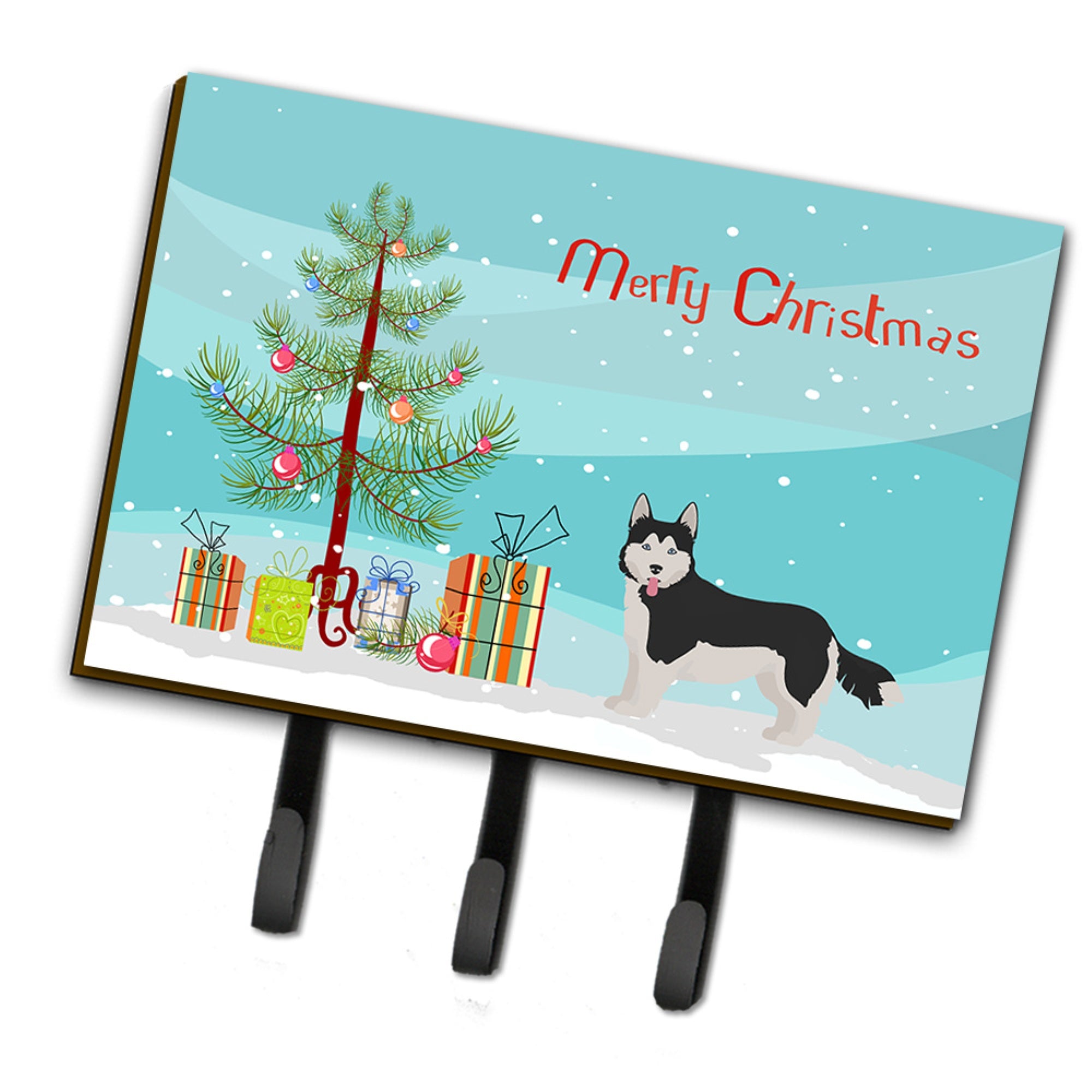 Caroline'S Treasures Corgi Husky Mix #2 Christmas Tree Leash Or Key Holder Hooks, Multicolor