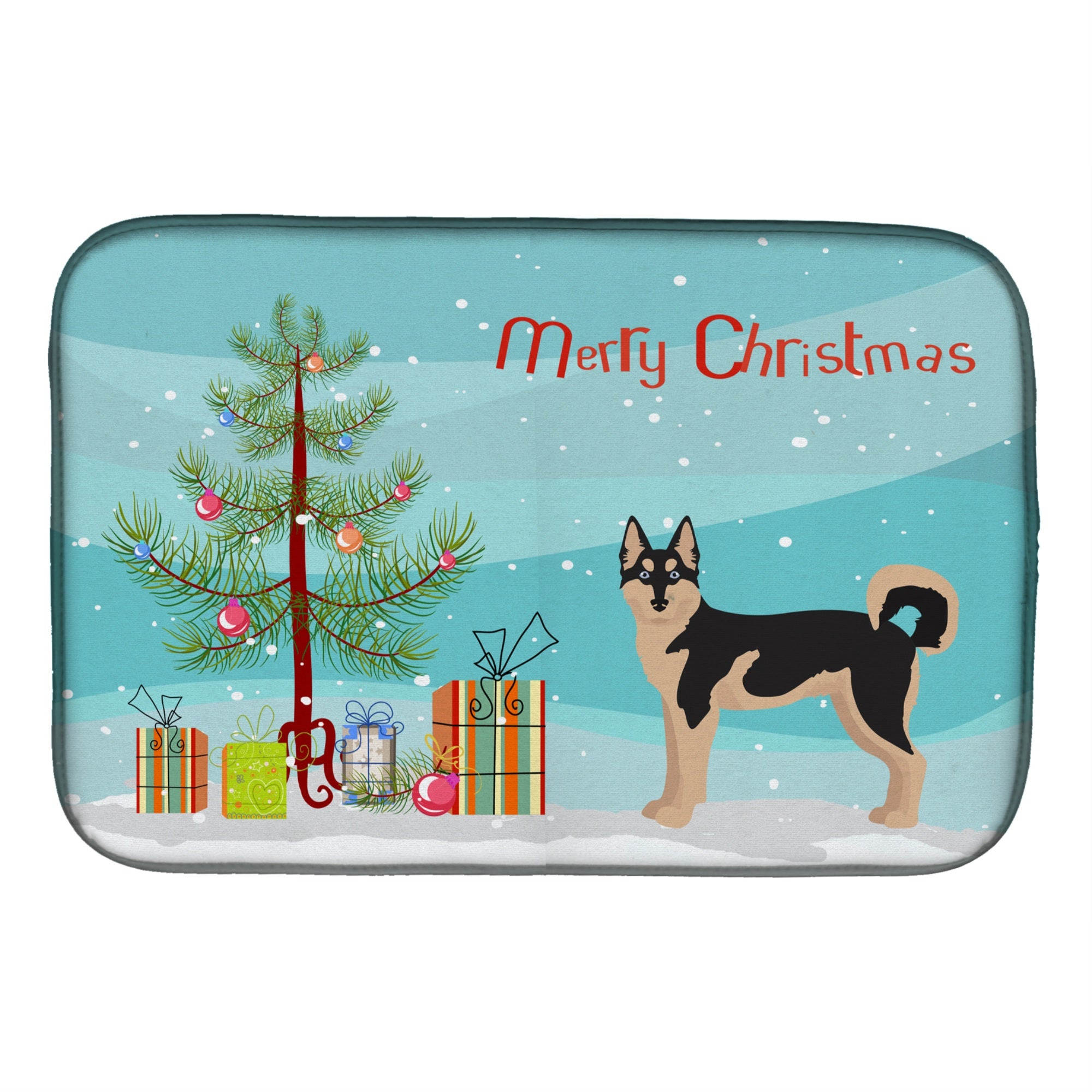 Caroline'S Treasures Ck3831Ddm Gerberian Shepsky #2 Christmas Tree Dish-Drying-Mats, 14 X 21, Multicolor