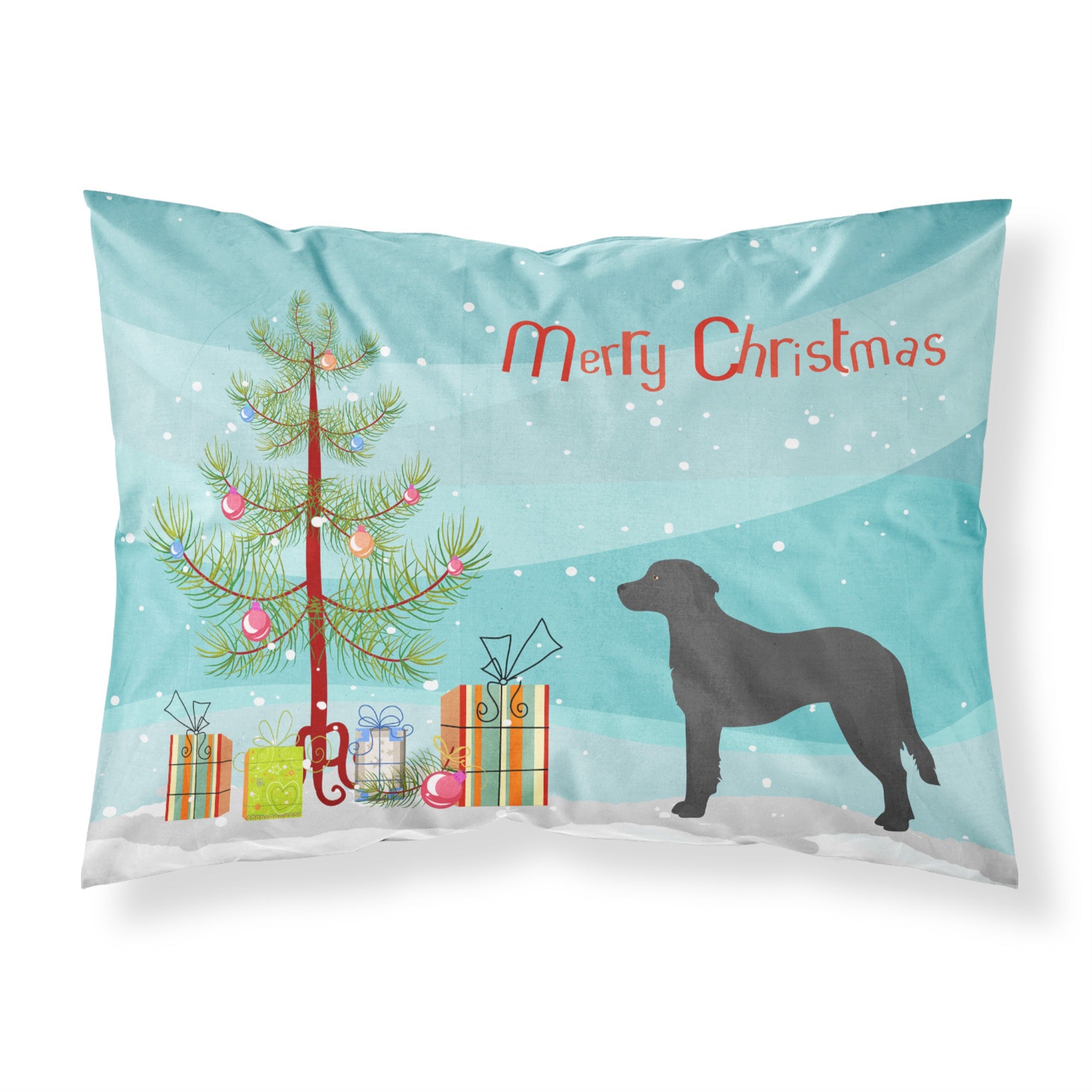 Caroline'S Treasures Black Goldador Christmas Tree Fabric Standard Pillowcases, Multicolor