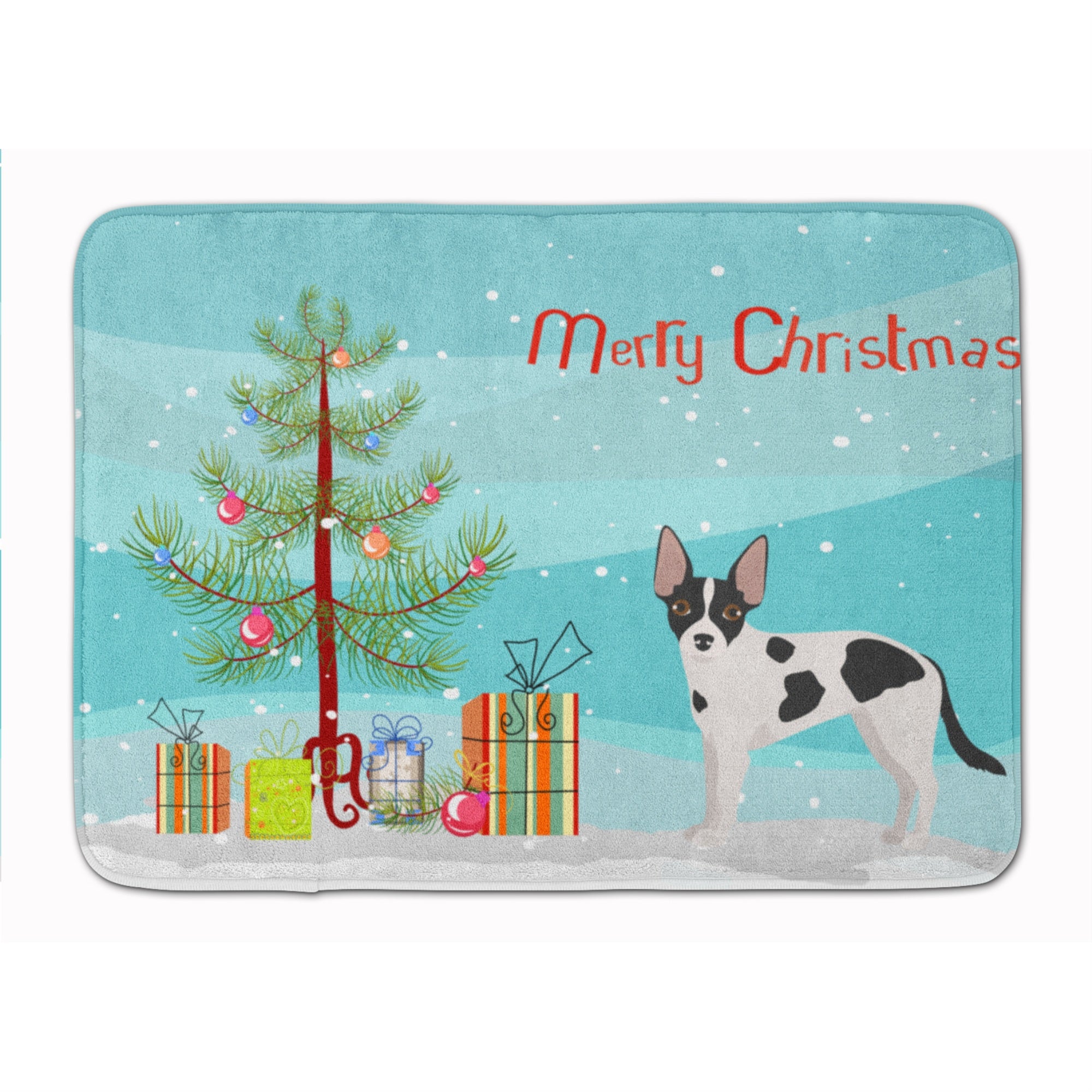 Caroline'S Treasures Jackhuahua Christmas Tree Machine Washable Memory Foam Mat Doormats, Multicolor