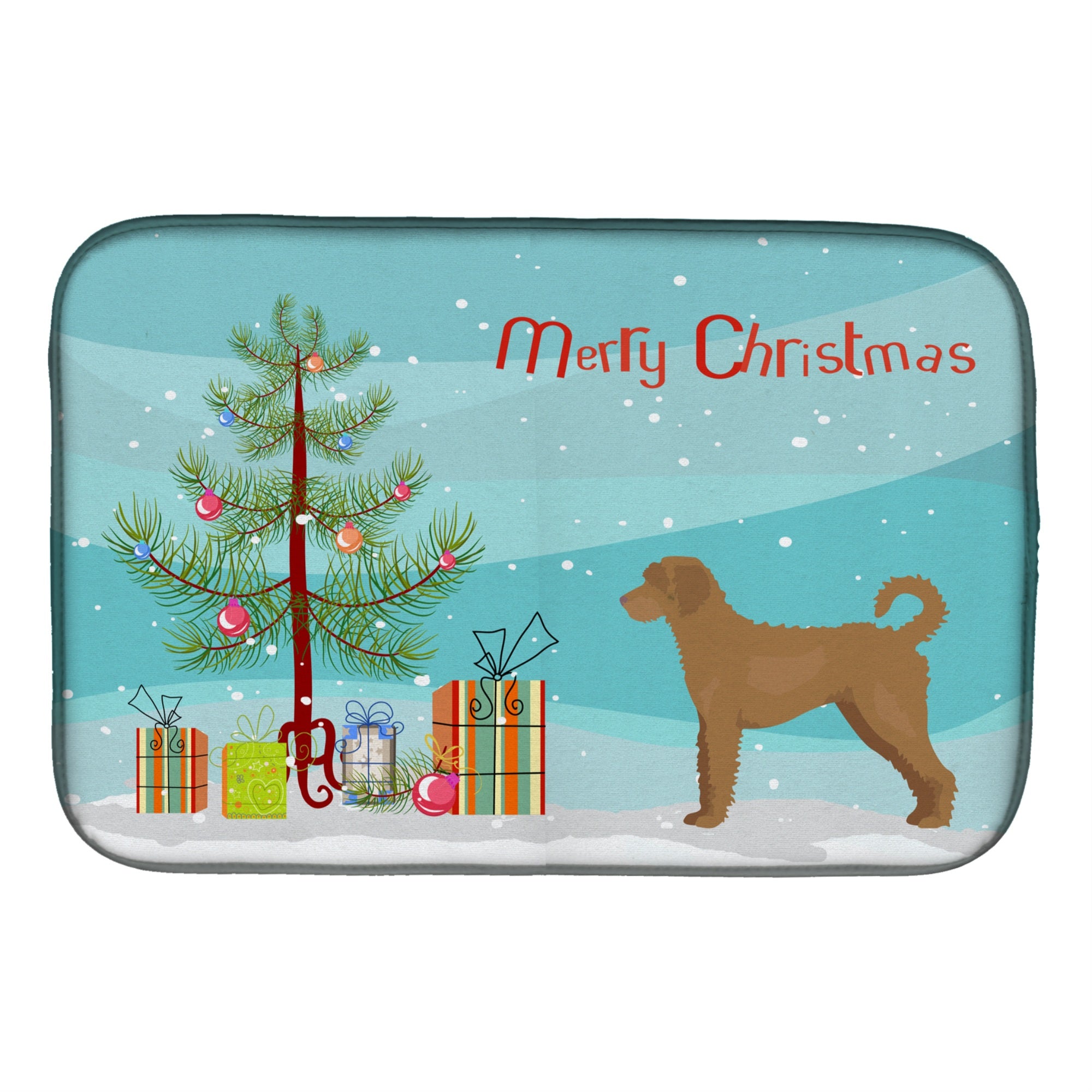 Caroline'S Treasures Ck3846Ddm Tan Labradoodle Christmas Tree Dish-Drying-Mats, 14 X 21, Multicolor