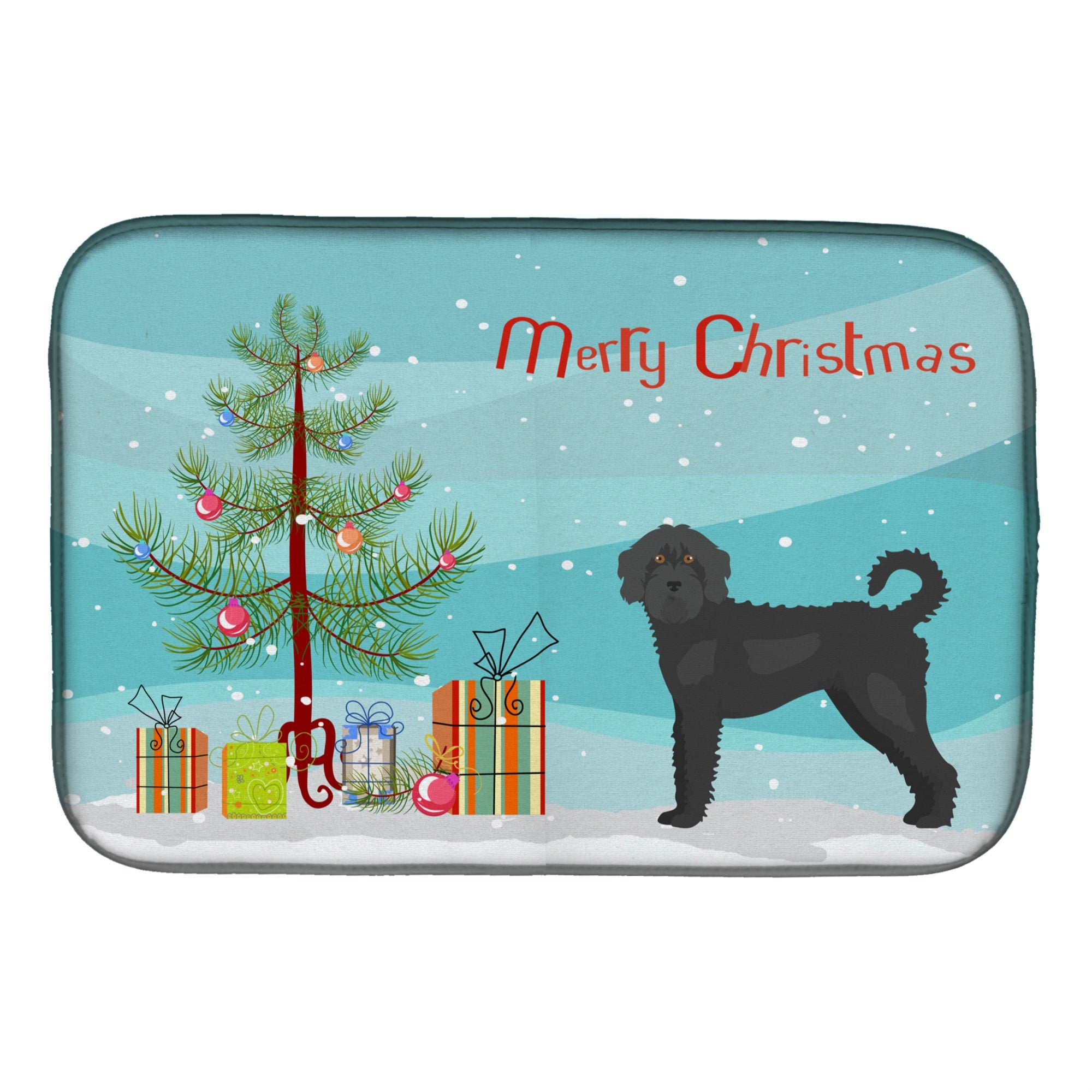 Caroline'S Treasures Ck3847Ddm Black Labradoodle Christmas Tree Dish-Drying-Mats, 14 X 21, Multicolor