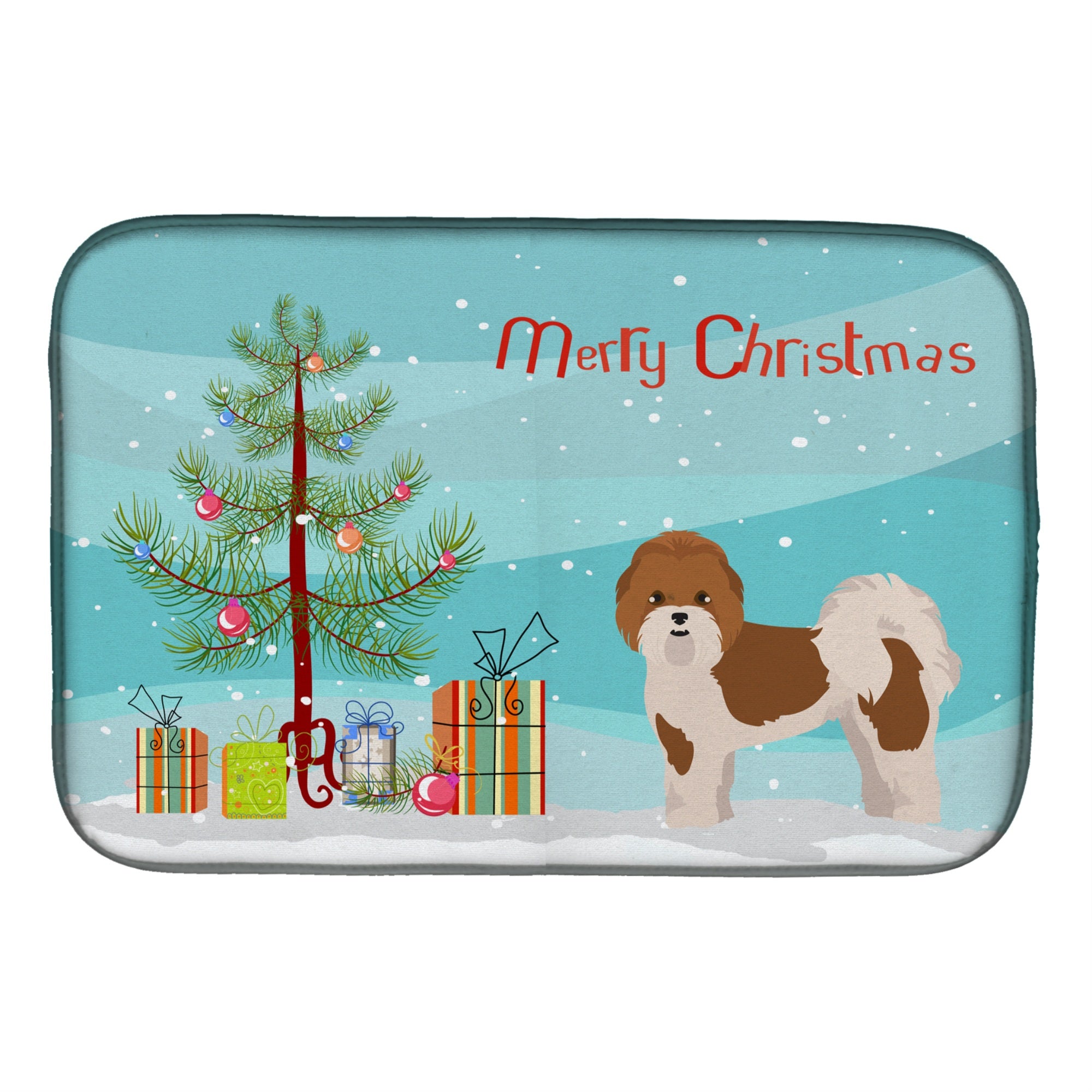 Caroline'S Treasures Ck3853Ddm Mal-Shi Christmas Tree Dish-Drying-Mats, 14 X 21, Multicolor
