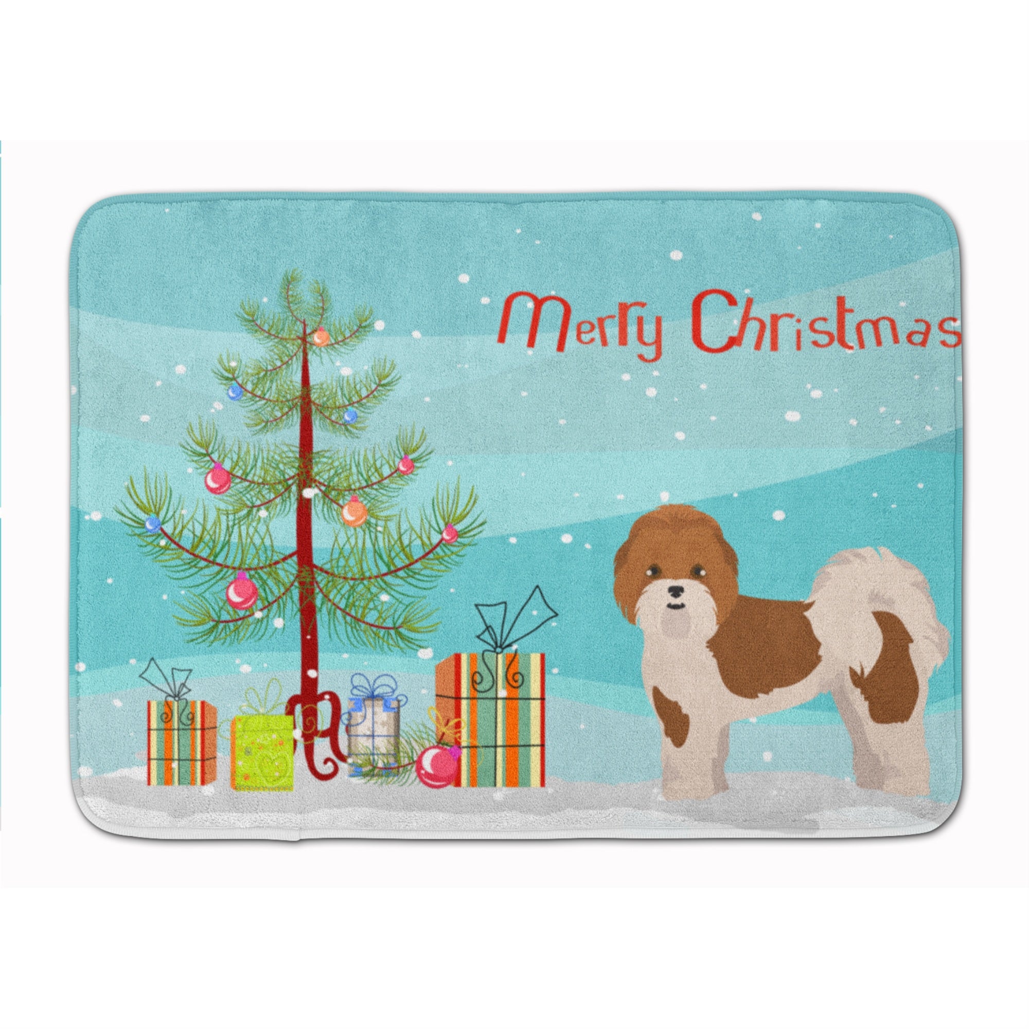 Caroline'S Treasures Mal-Shi Christmas Tree Machine Washable Memory Foam Mat Doormats, Multicolor