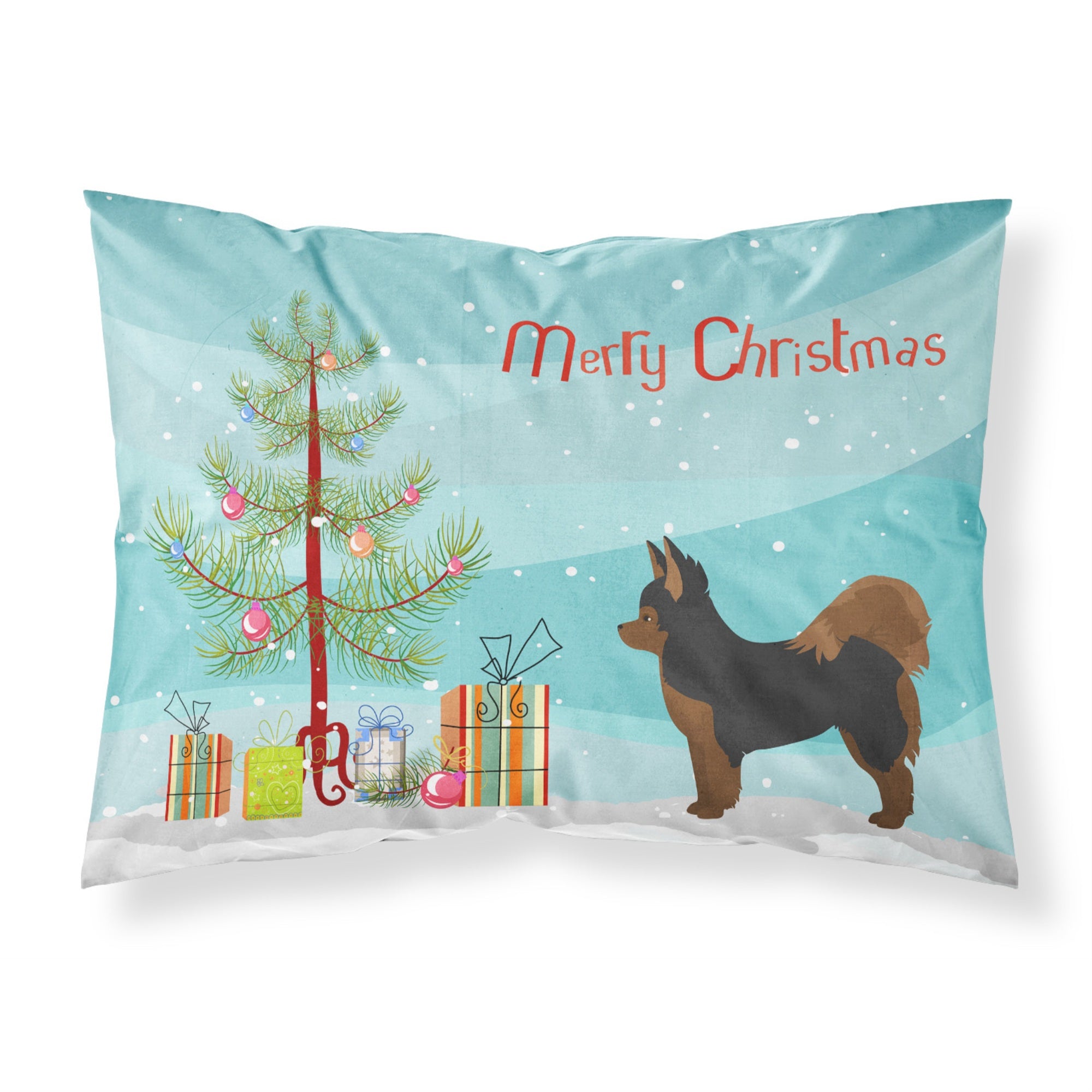 Caroline'S Treasures Black And Tan Pomchi Christmas Tree Fabric Standard Pillowcases, Multicolor