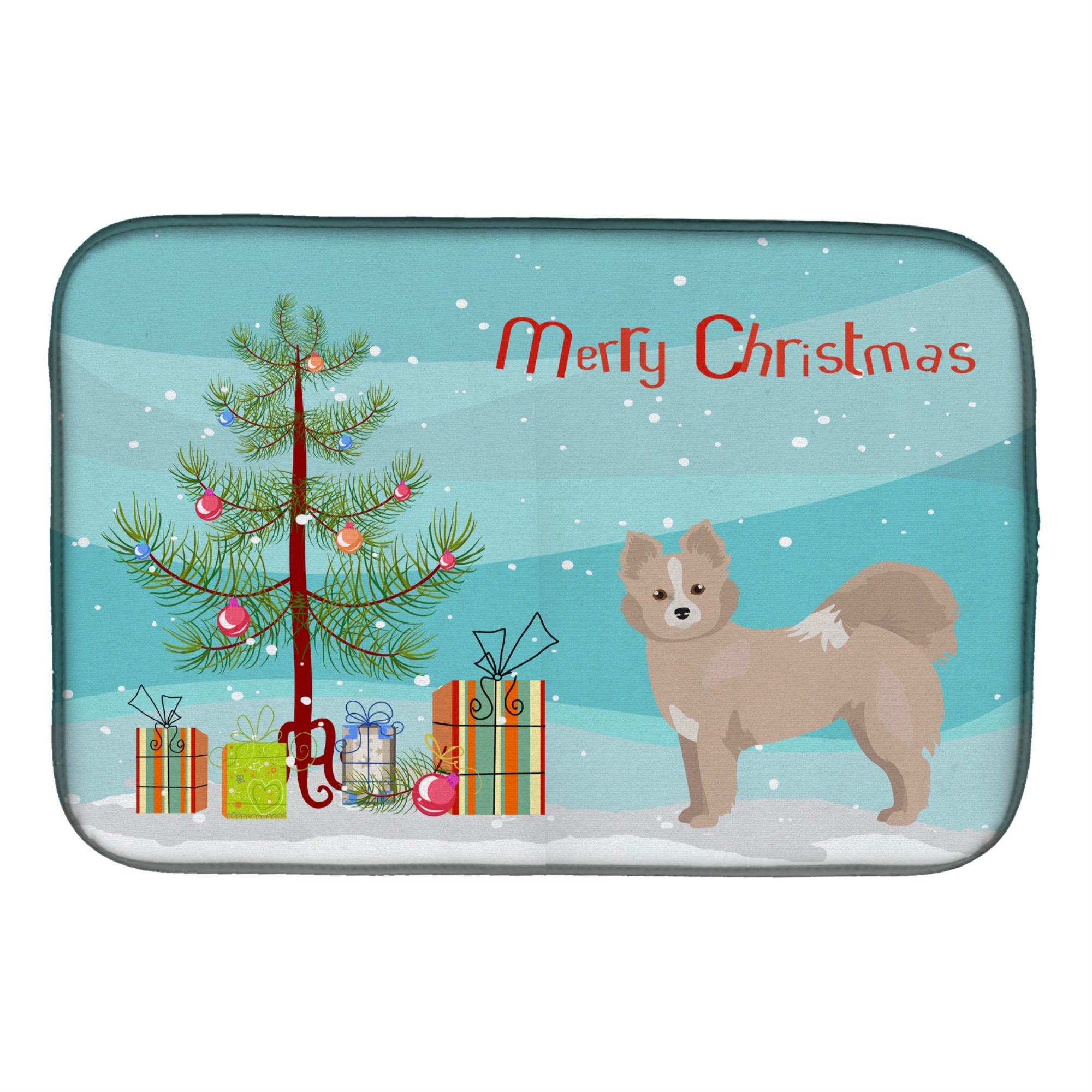 Caroline'S Treasures Ck3860Ddm Tan Pomchi Christmas Tree Dish-Drying-Mats, 14 X 21, Multicolor