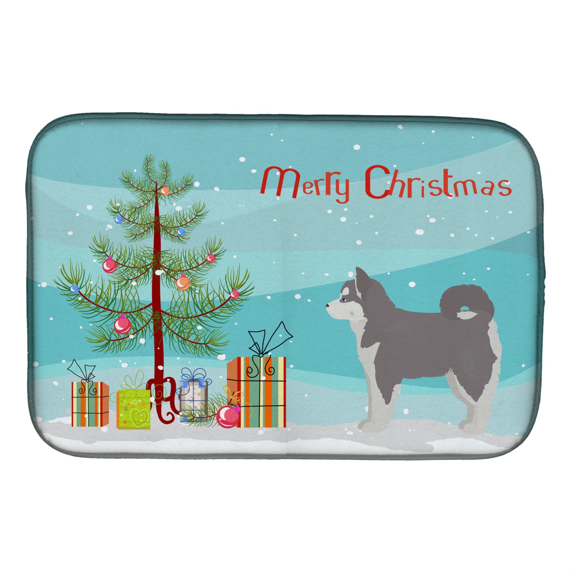 Caroline'S Treasures Ck3862Ddm Pomsky #2 Christmas Tree Dish-Drying-Mats, 14 X 21, Multicolor