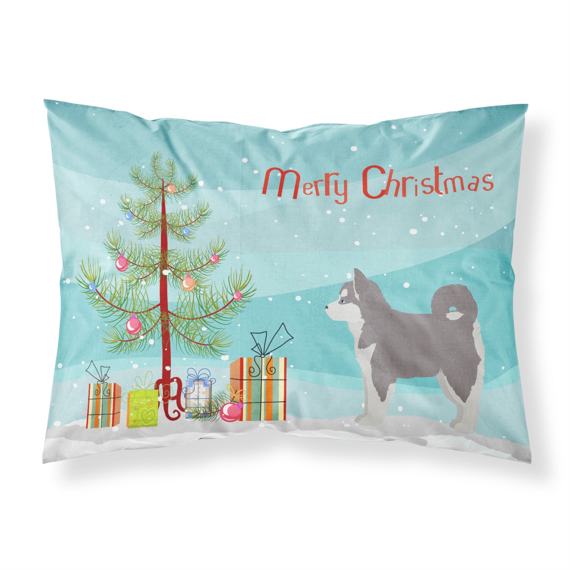 Caroline'S Treasures Pomsky #2 Christmas Tree Fabric Standard Pillowcases, Multicolor