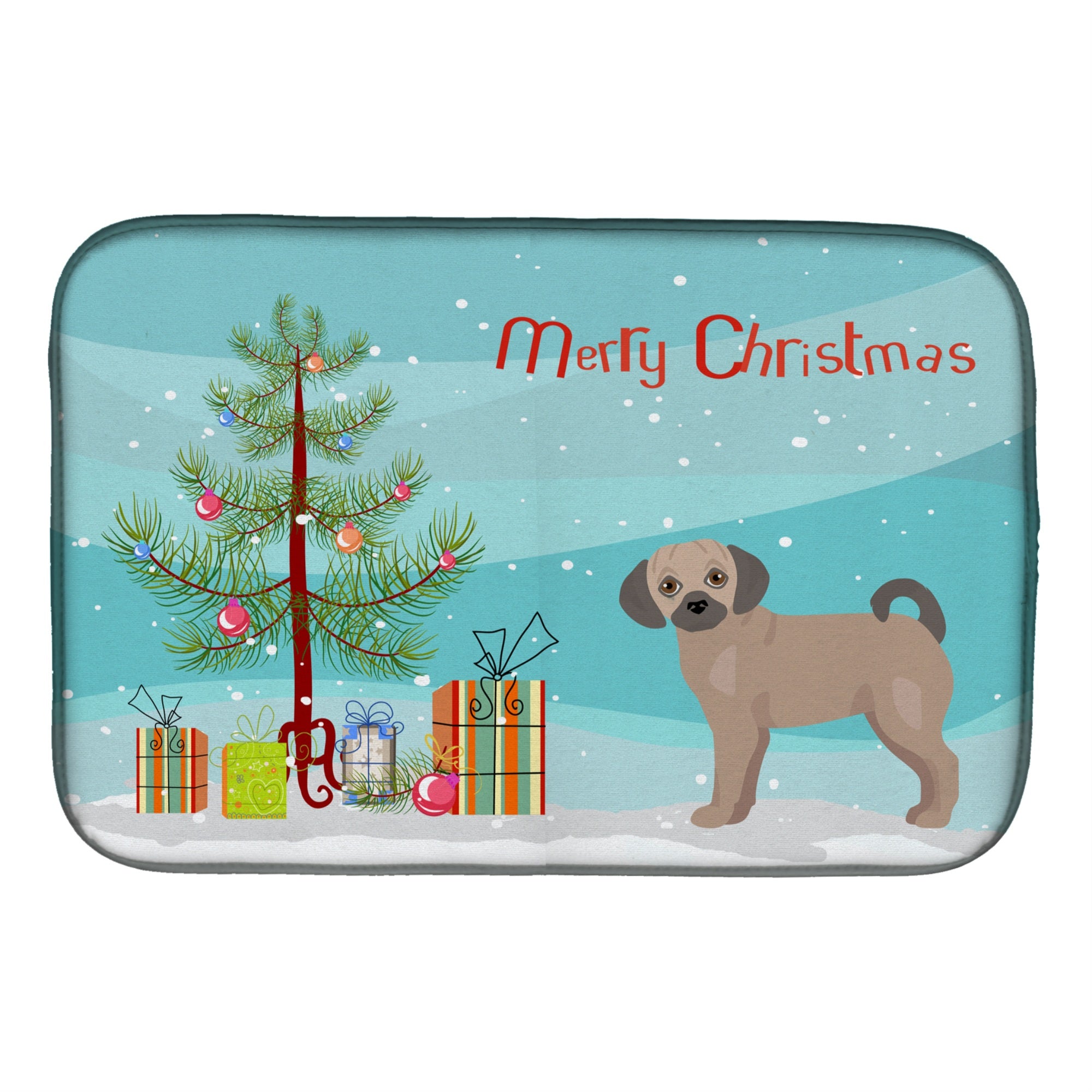 Caroline'S Treasures Ck3864Ddm Fawn Puggle Christmas Tree Dish-Drying-Mats, 14 X 21, Multicolor