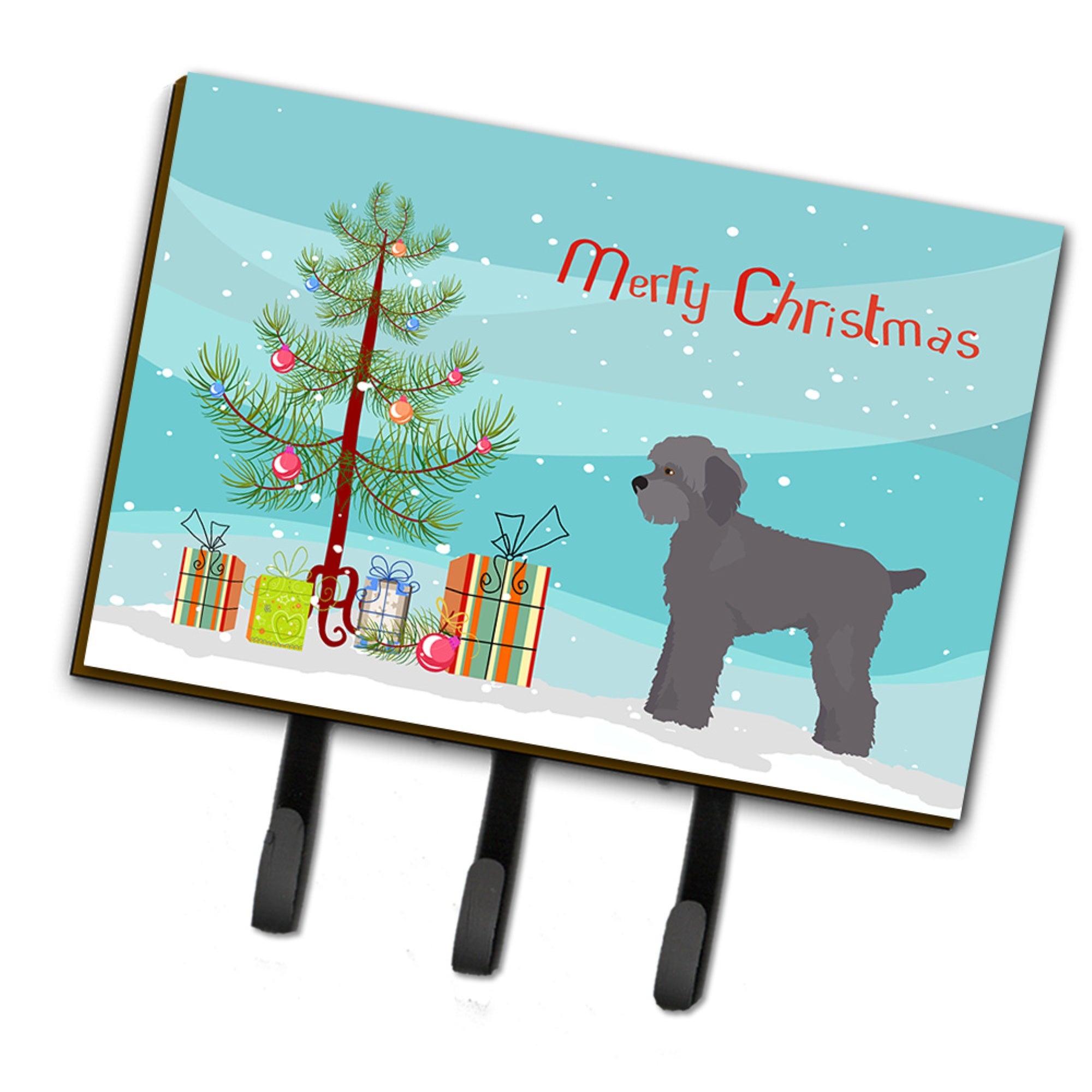 Caroline'S Treasures Grey Schnoodle Christmas Tree Leash Or Key Holder Hooks, Multicolor