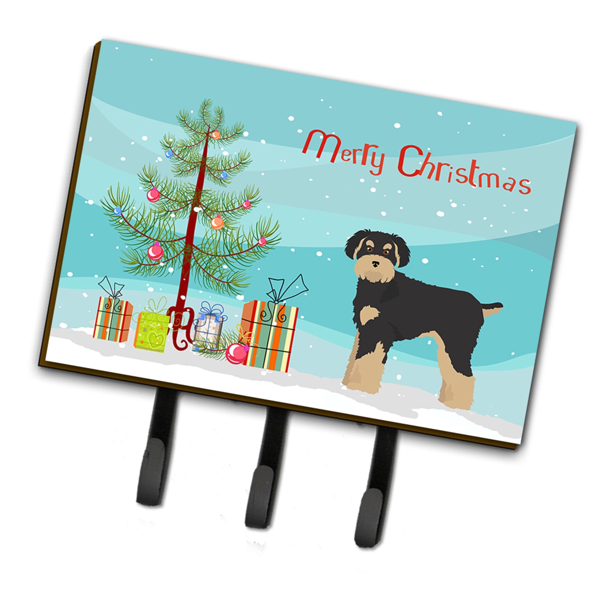 Caroline'S Treasures Schnoodle Christmas Tree Leash Or Key Holder Hooks, Multicolor