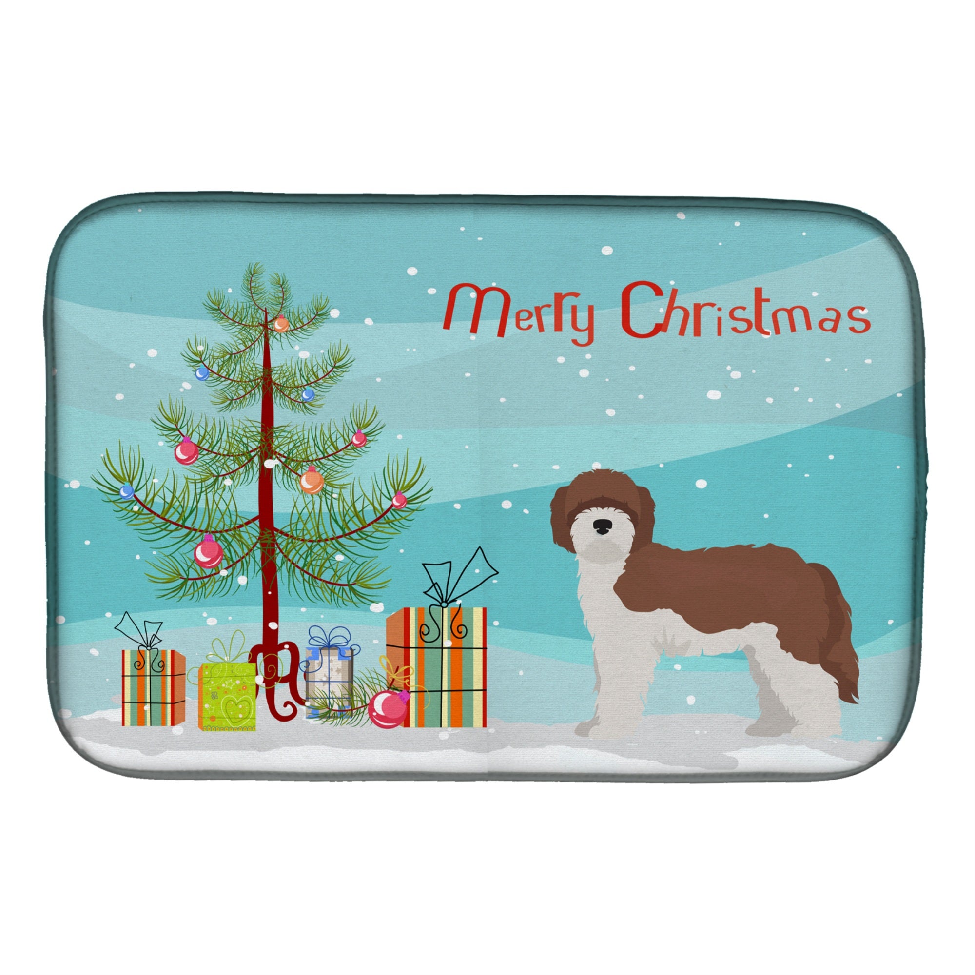 Caroline'S Treasures Ck3867Ddm Sheepadoodle Christmas Tree Dish-Drying-Mats, 14 X 21, Multicolor