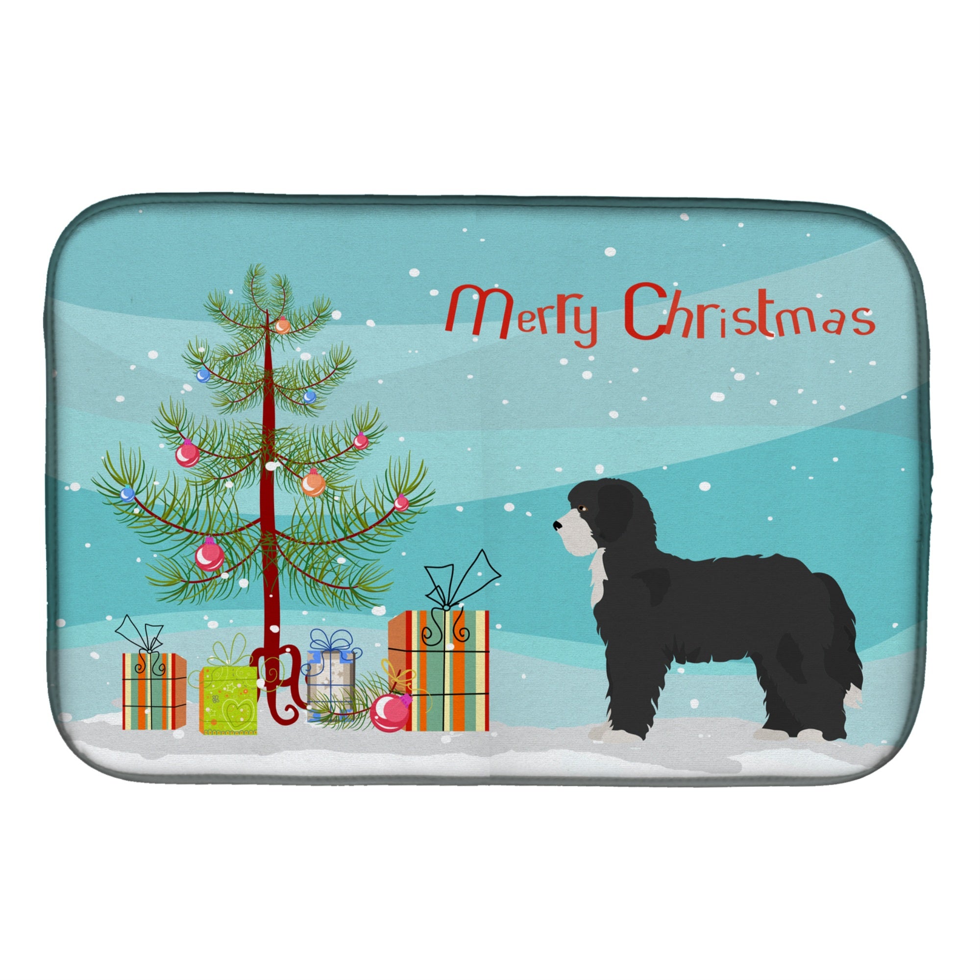 Caroline'S Treasures Ck3868Ddm Black Sheepadoodle Christmas Tree Dish-Drying-Mats, 14 X 21, Multicolor