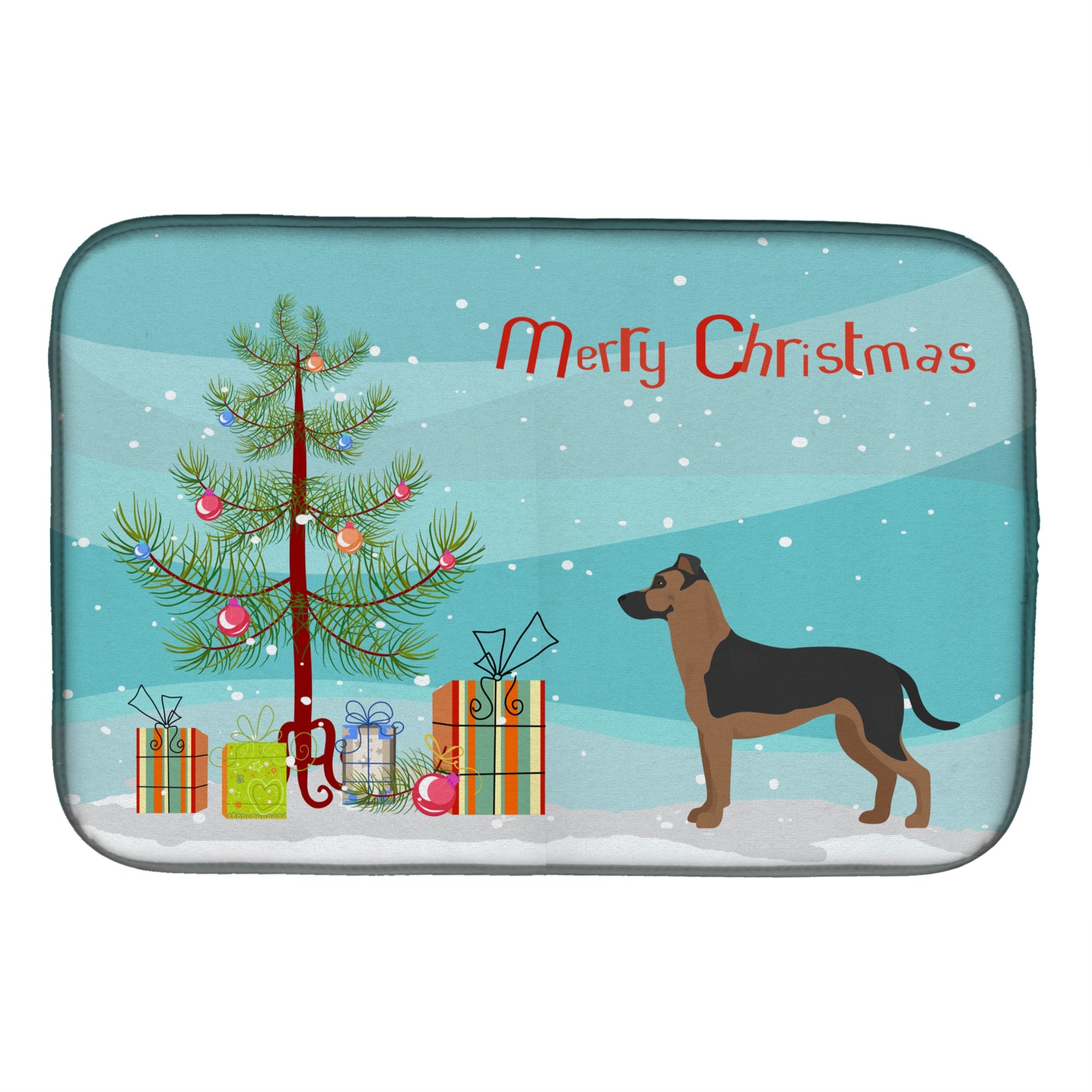 Caroline'S Treasures Ck3869Ddm Shepherd Pit Mix #1 Christmas Tree Dish-Drying-Mats, 14 X 21, Multicolor