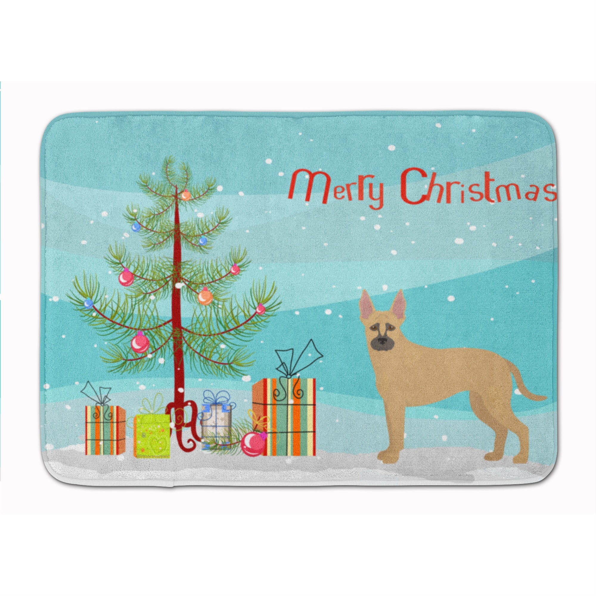Caroline'S Treasures Shepherd Pit Mix #2 Christmas Tree Machine Washable Memory Foam Mat Doormats, Multicolor