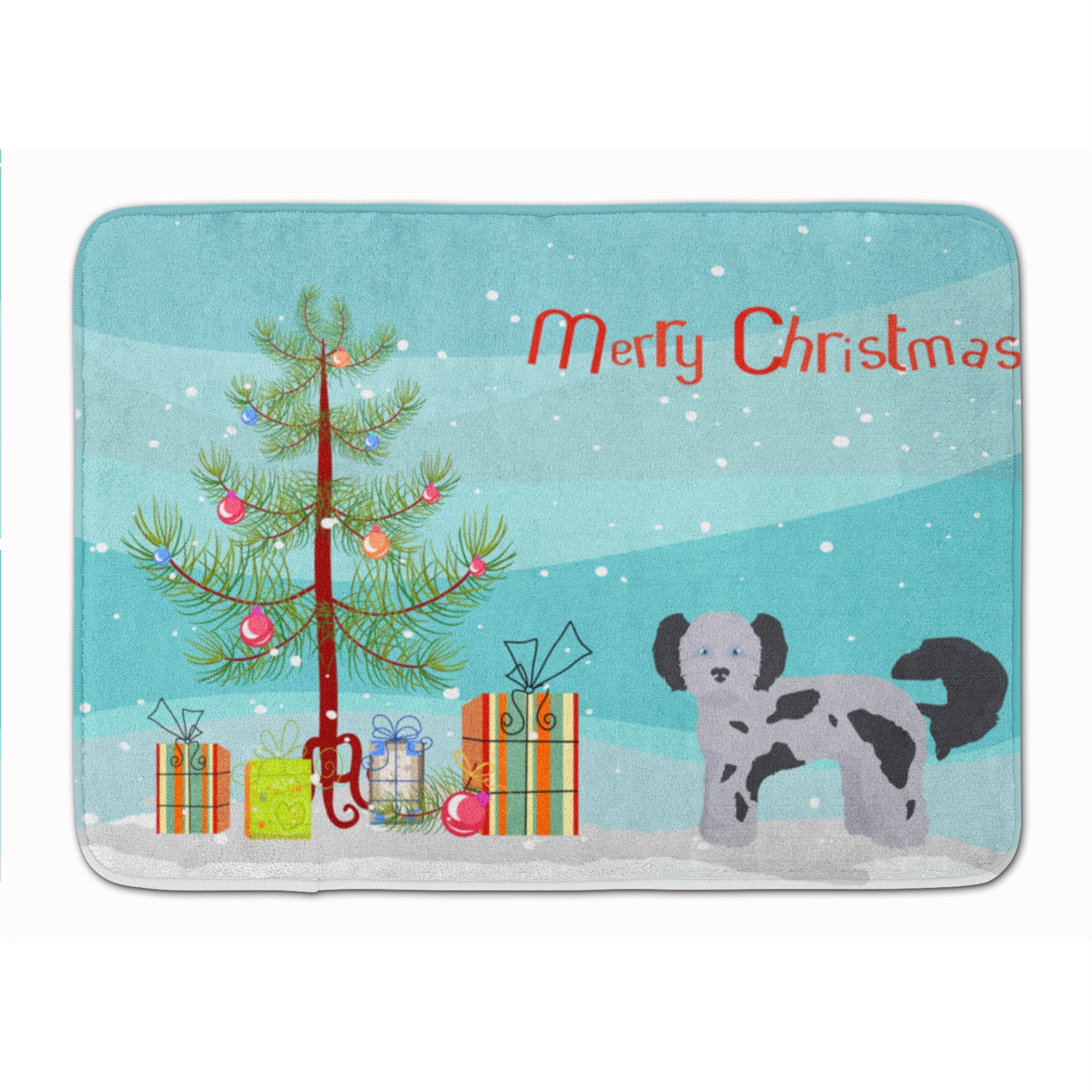 Caroline'S Treasures Shih Poo Christmas Tree Machine Washable Memory Foam Mat Doormats, Multicolor