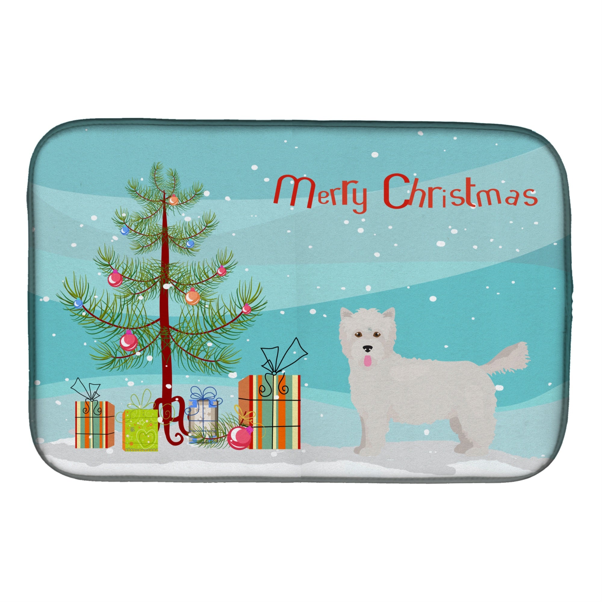 Caroline'S Treasures Ck3879Ddm Westiepoo #2 Christmas Tree Dish-Drying-Mats, 14 X 21, Multicolor