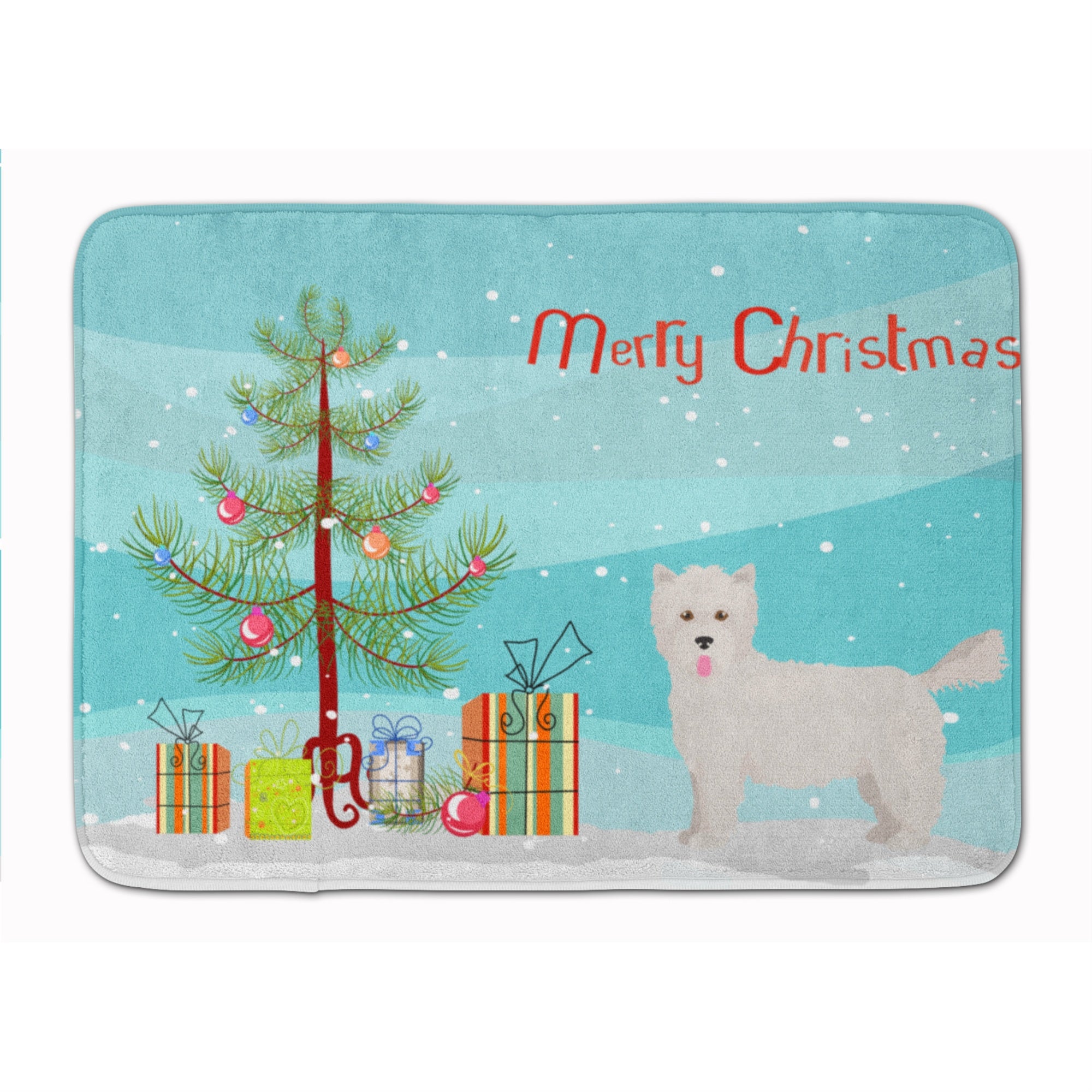 Caroline'S Treasures Westiepoo #2 Christmas Tree Machine Washable Memory Foam Mat Doormats, Multicolor