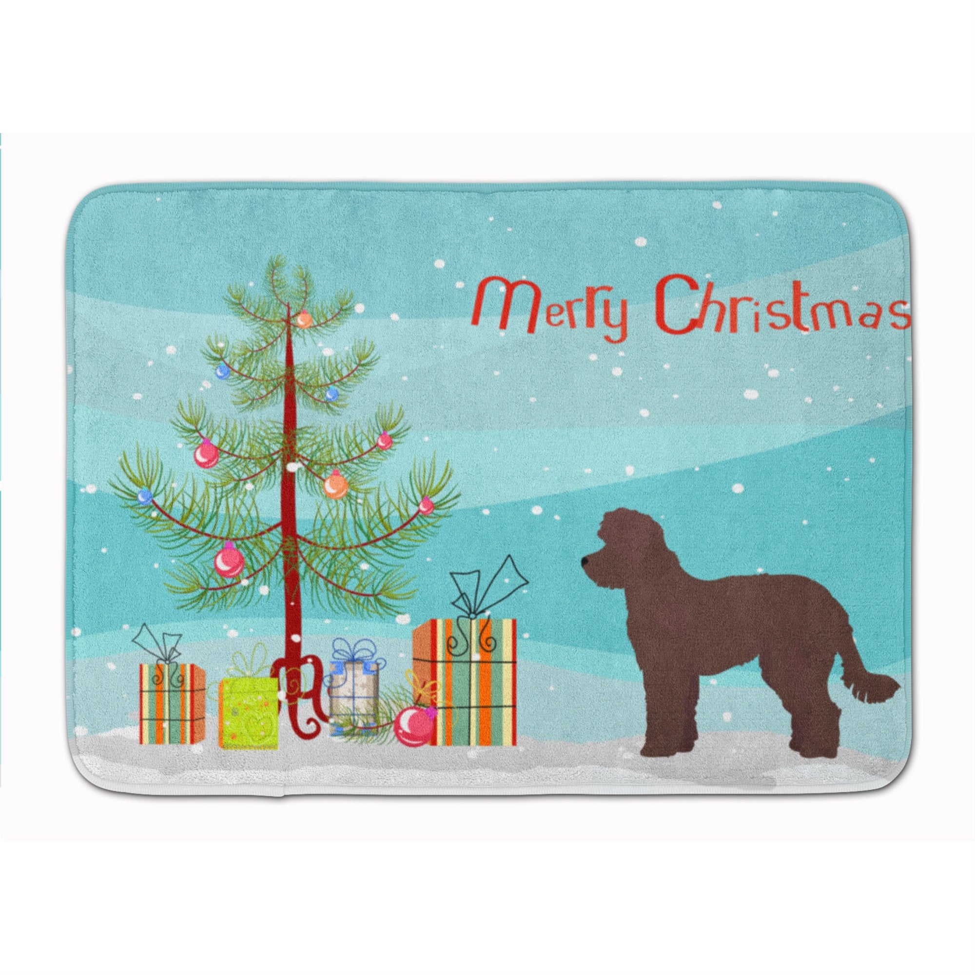 Caroline'S Treasures Whoodle #1 Christmas Tree Machine Washable Memory Foam Mat Doormats, Multicolor