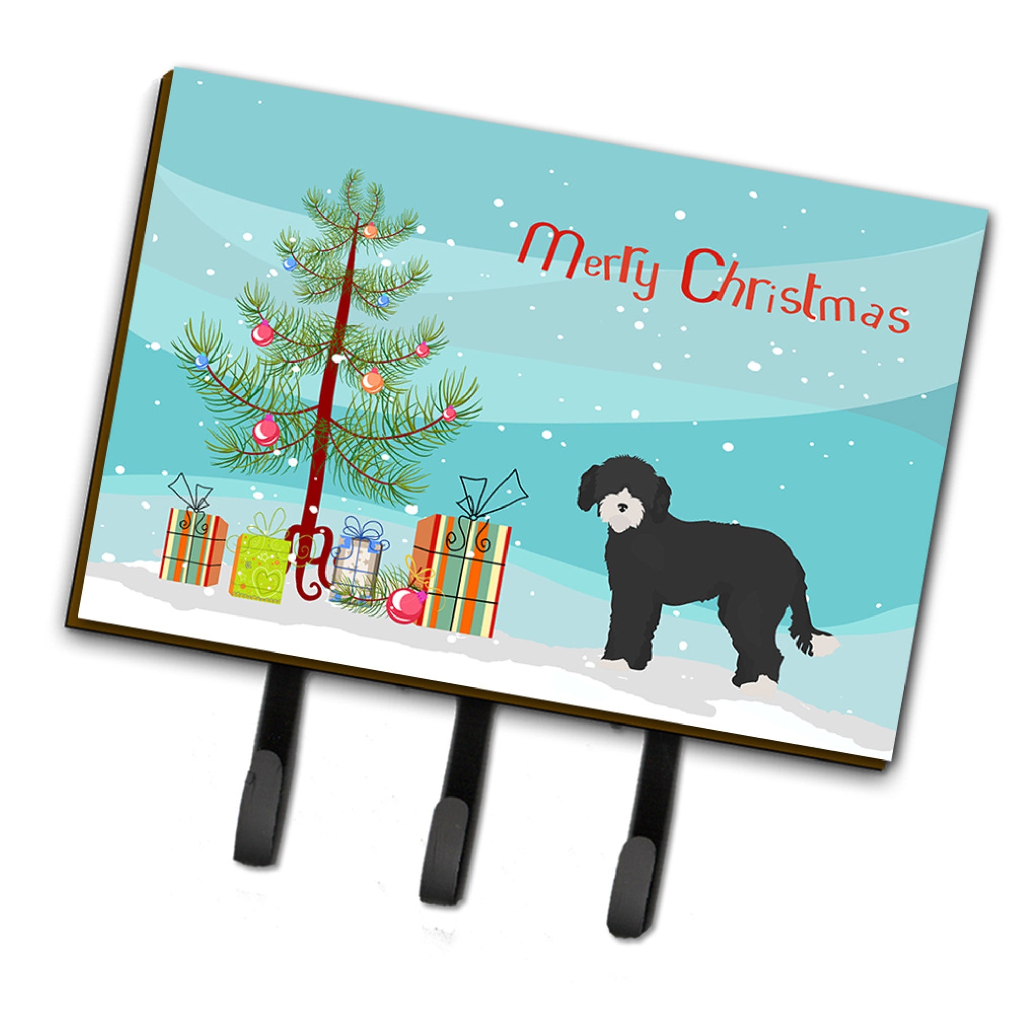 Caroline'S Treasures Whoodle #2 Christmas Tree Leash Or Key Holder Hooks, Multicolor