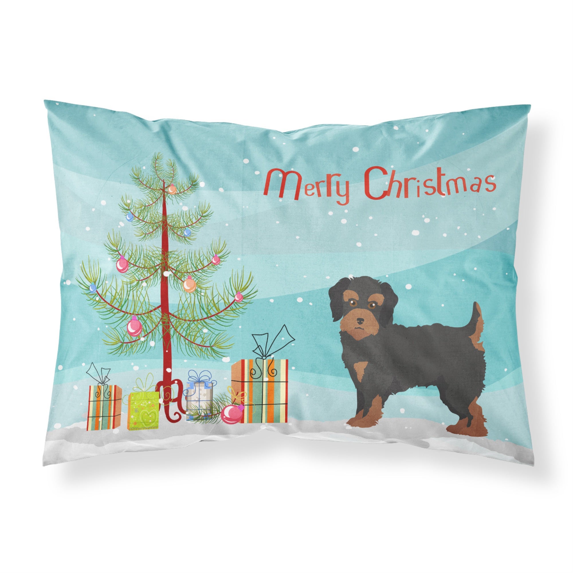 Caroline'S Treasures Yorkiepoo #1 Christmas Tree Fabric Standard Pillowcases, Multicolor