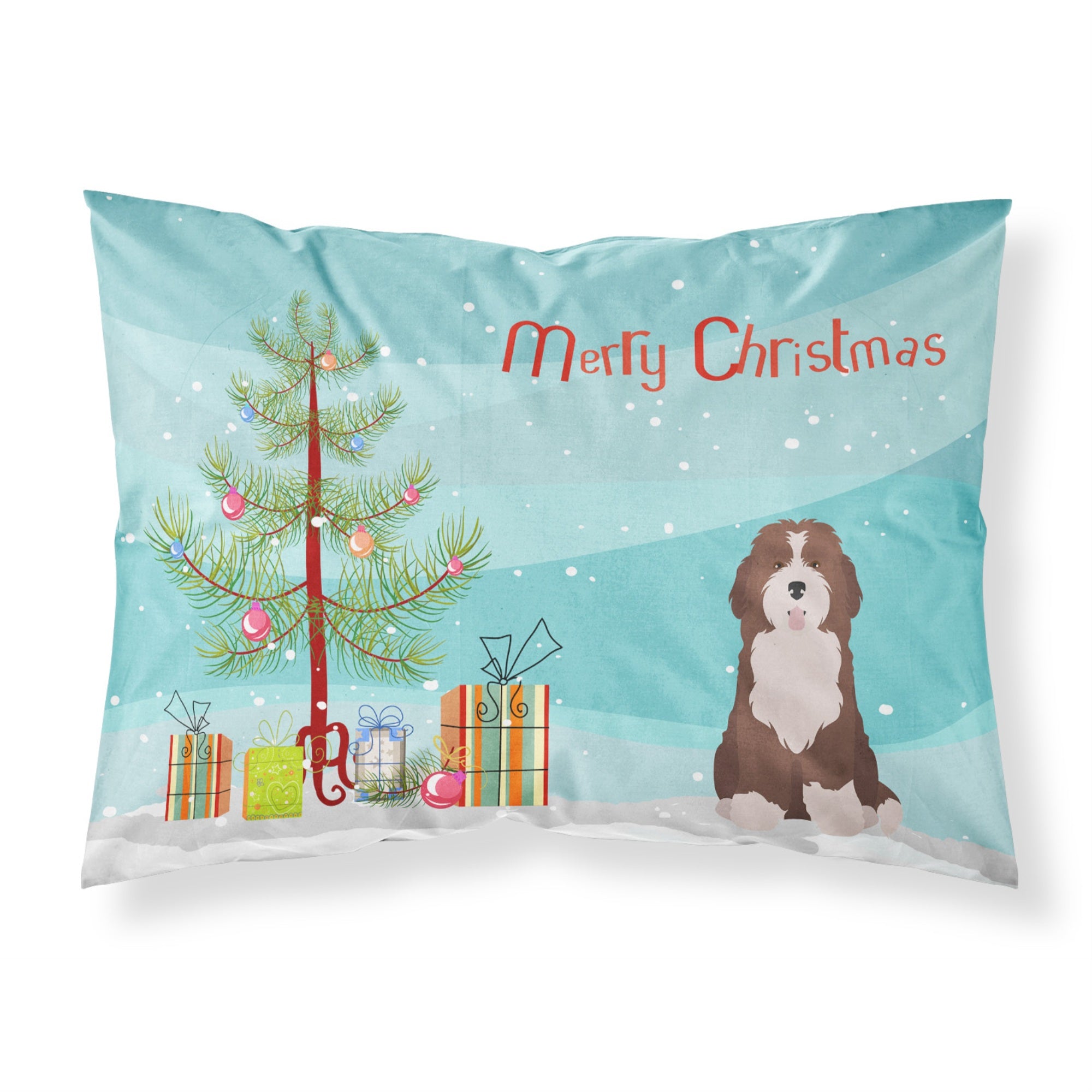 Caroline'S Treasures Bernedoodle #2 Christmas Tree Fabric Standard Pillowcases, Multicolor