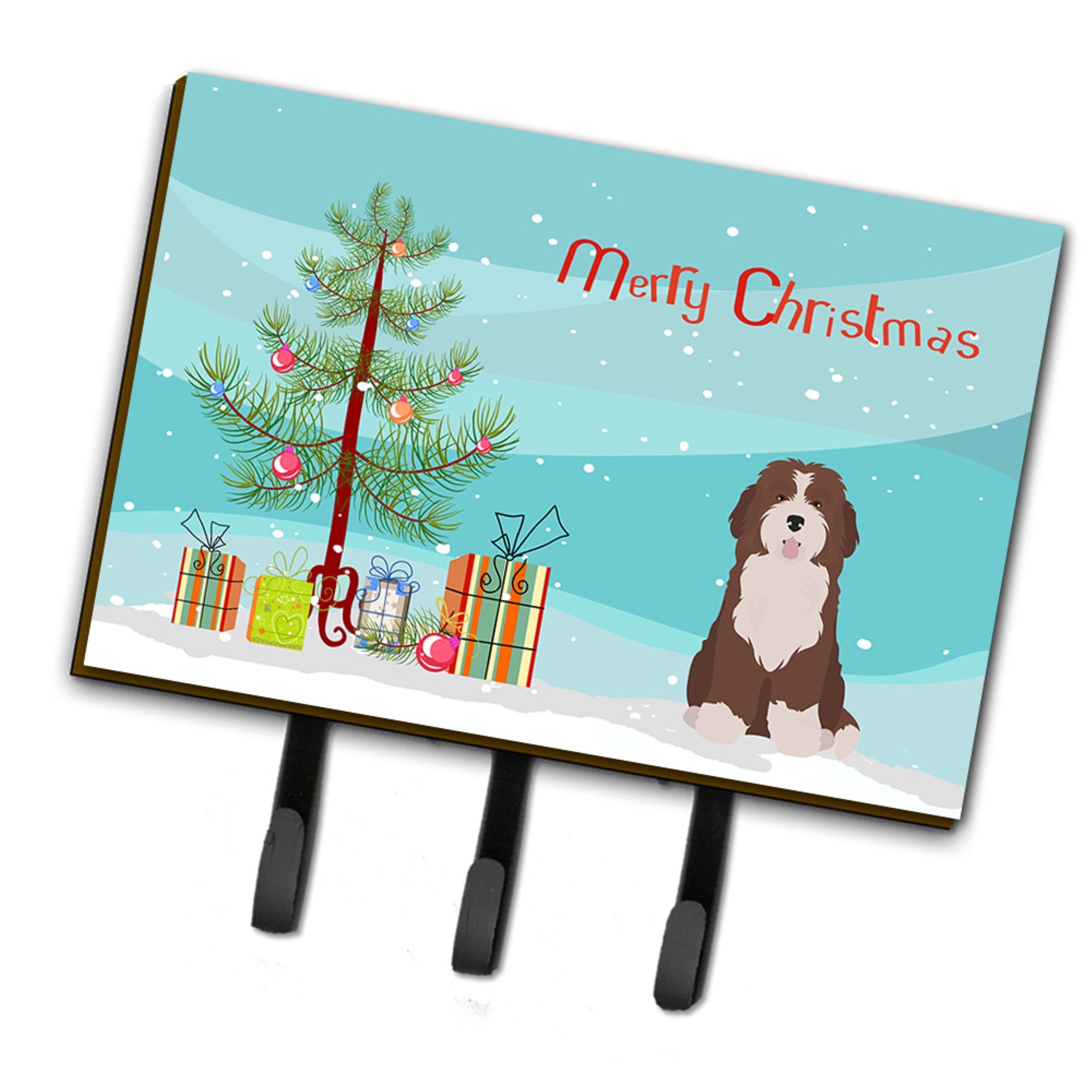 Caroline'S Treasures Bernedoodle #2 Christmas Tree Leash Or Key Holder Hooks, Multicolor