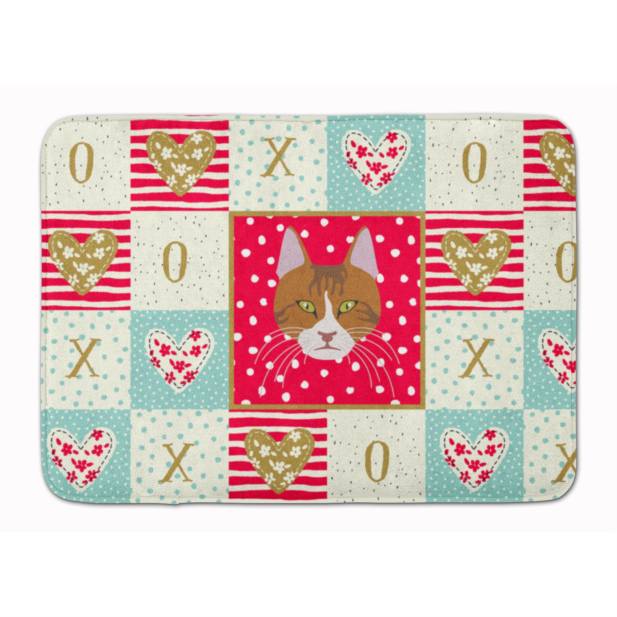 Caroline'S Treasures Aegean Cat Love Machine Washable Memory Foam Mat Doormats, Multicolor