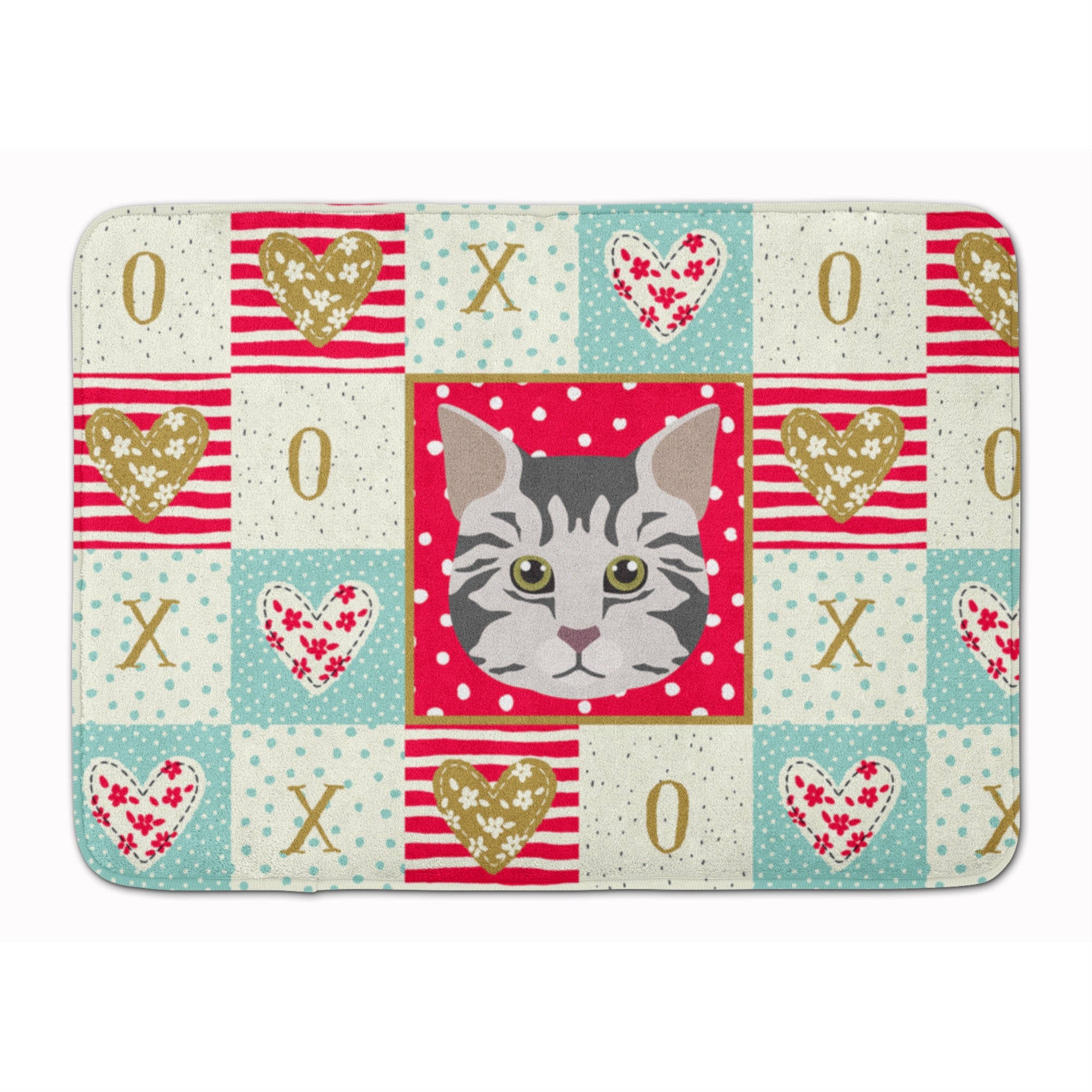 Caroline'S Treasures American Bobtail Cat Love Machine Washable Memory Foam Mat Doormats, Multicolor