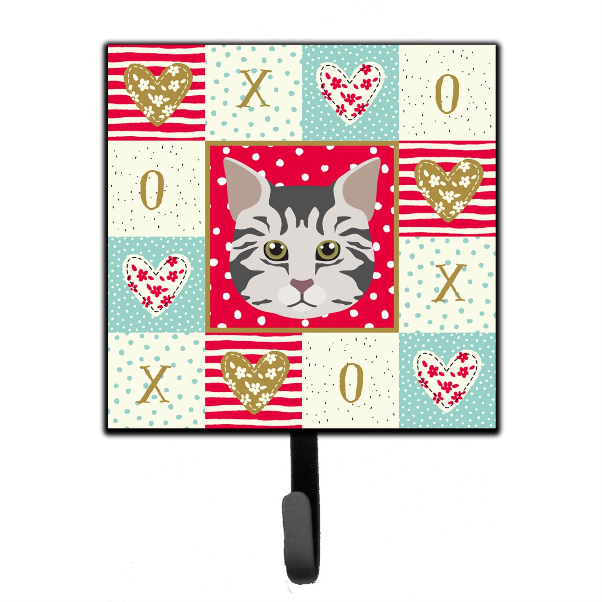 Caroline'S Treasures American Bobtail Cat Love Leash Or Key Holder Hooks, Multicolor