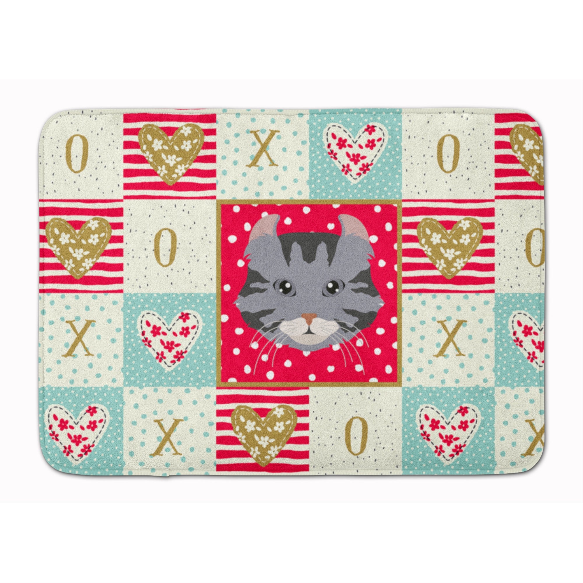 Caroline'S Treasures American Curl Cat Love Machine Washable Memory Foam Mat Doormats, Multicolor